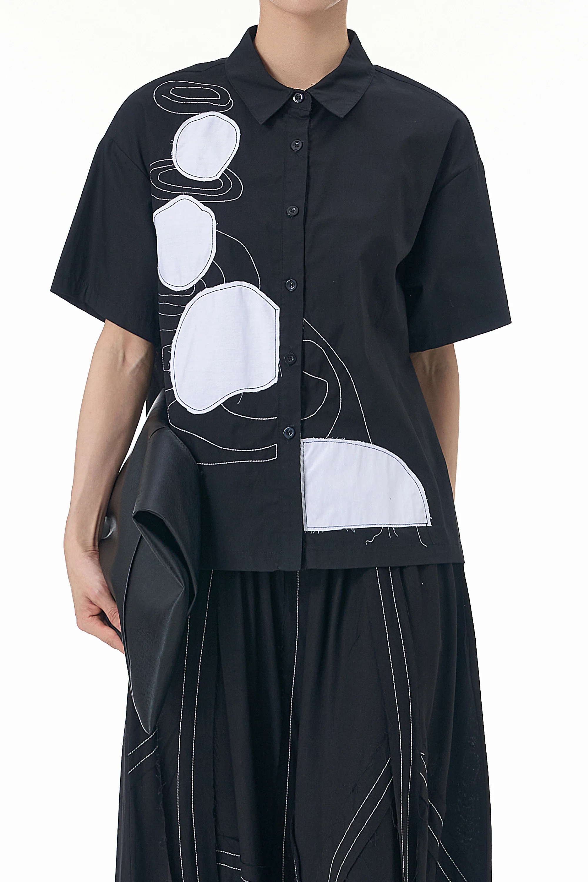 Galaxy Black Oversized Patch Shirt