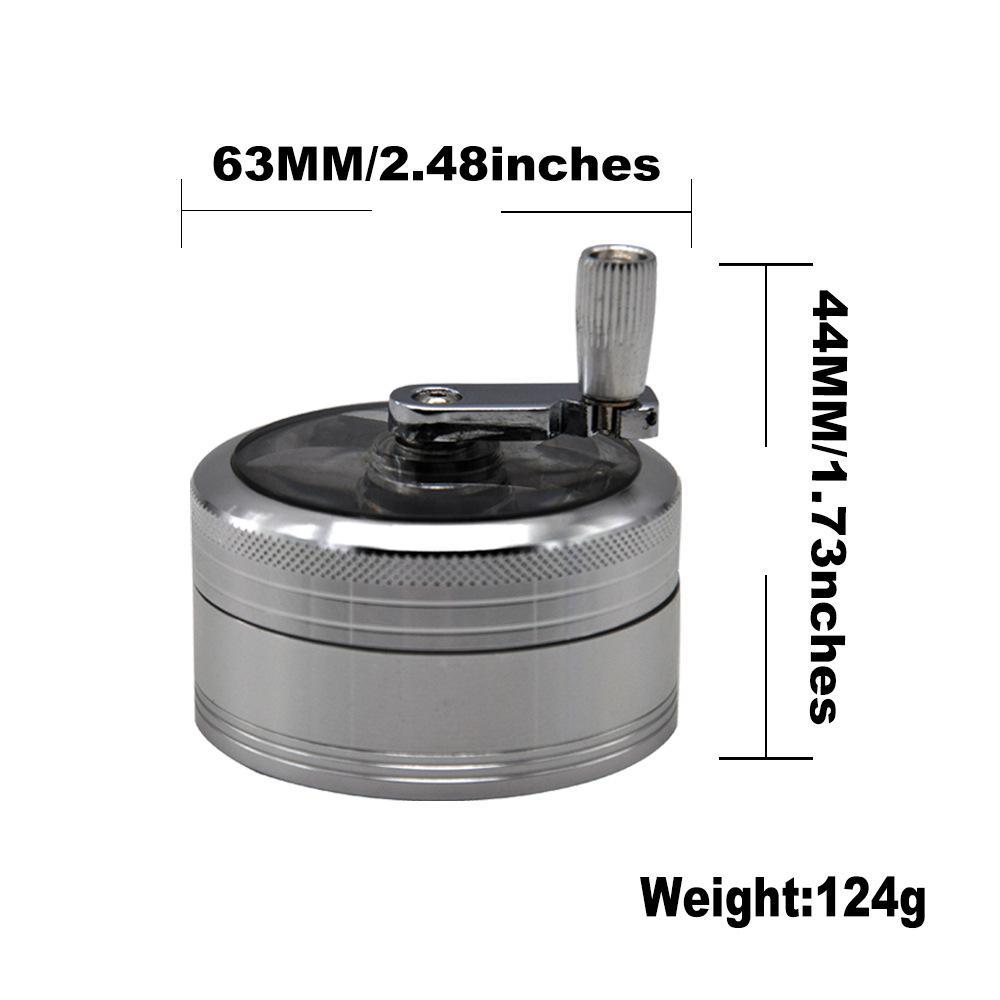 Crank Herb Grinder With Handle 3 Layer 63mm (3 Color)
