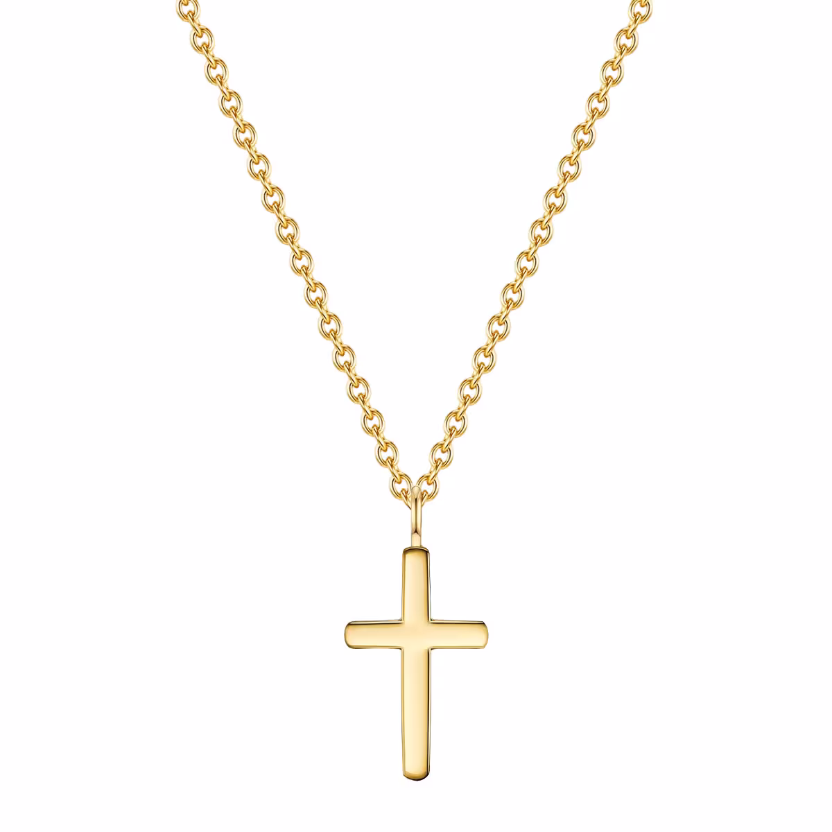 Halskette Kreuz Edelstahl in Gelbgold