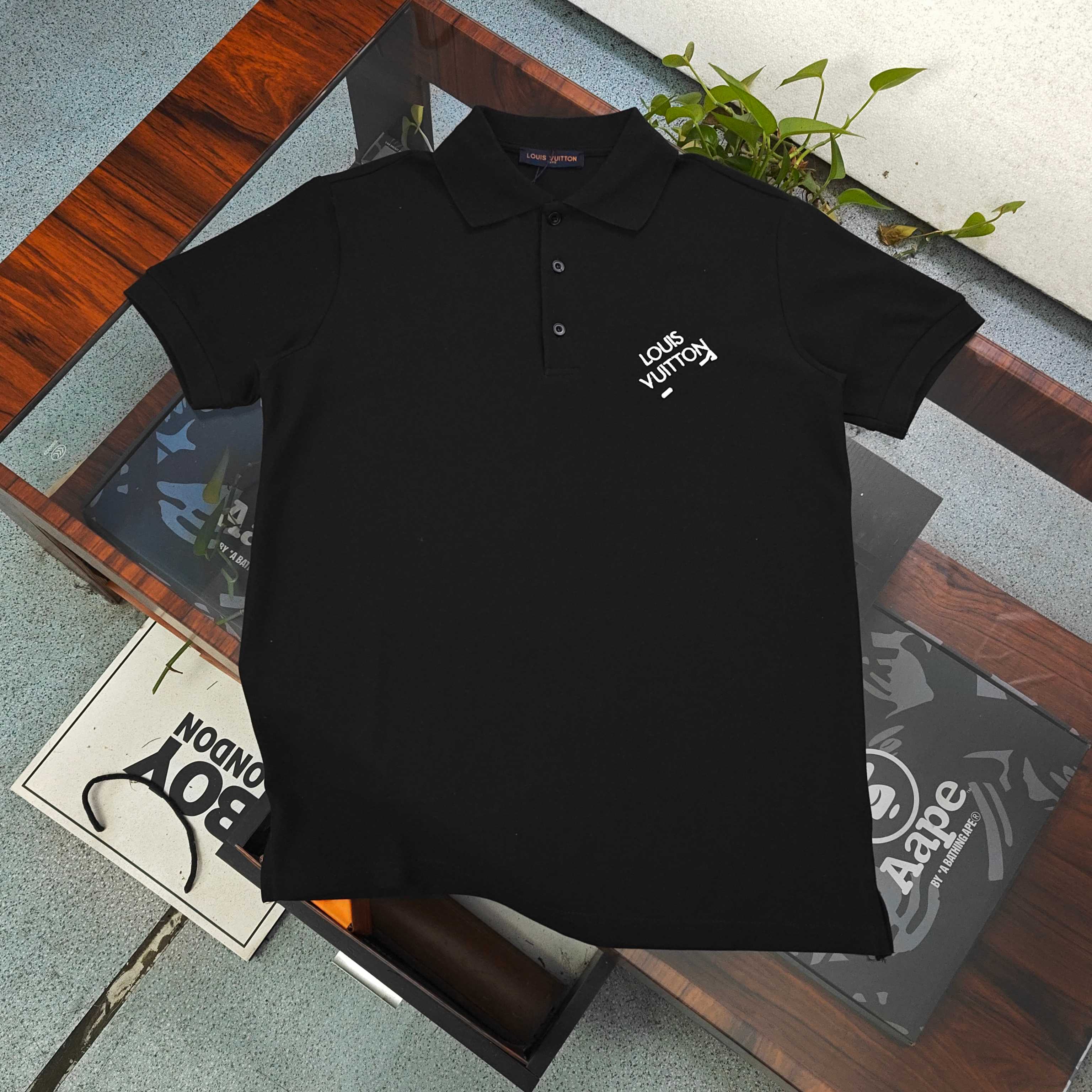 LV Slanted Embroidered Logo Polo Shirt