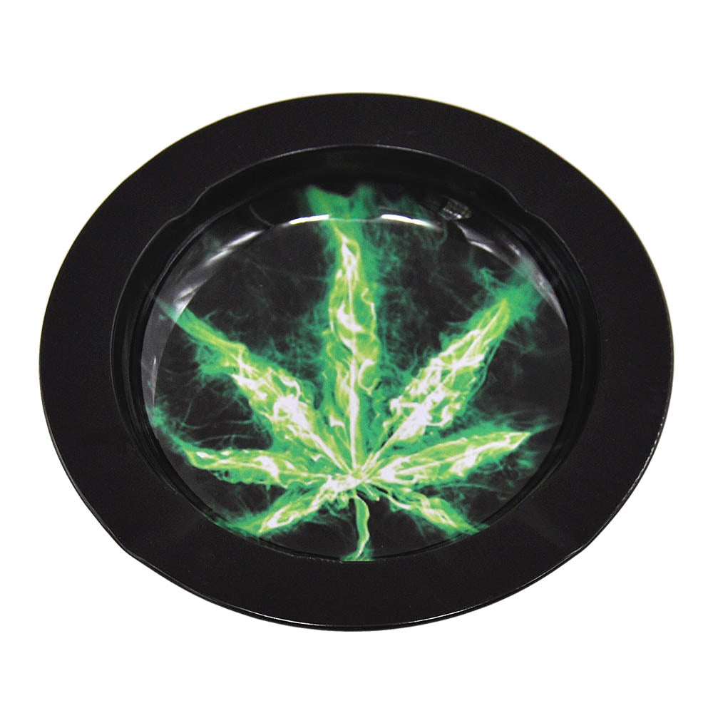 Marijuana Leaf Tin Ashtray (Random Pattern)