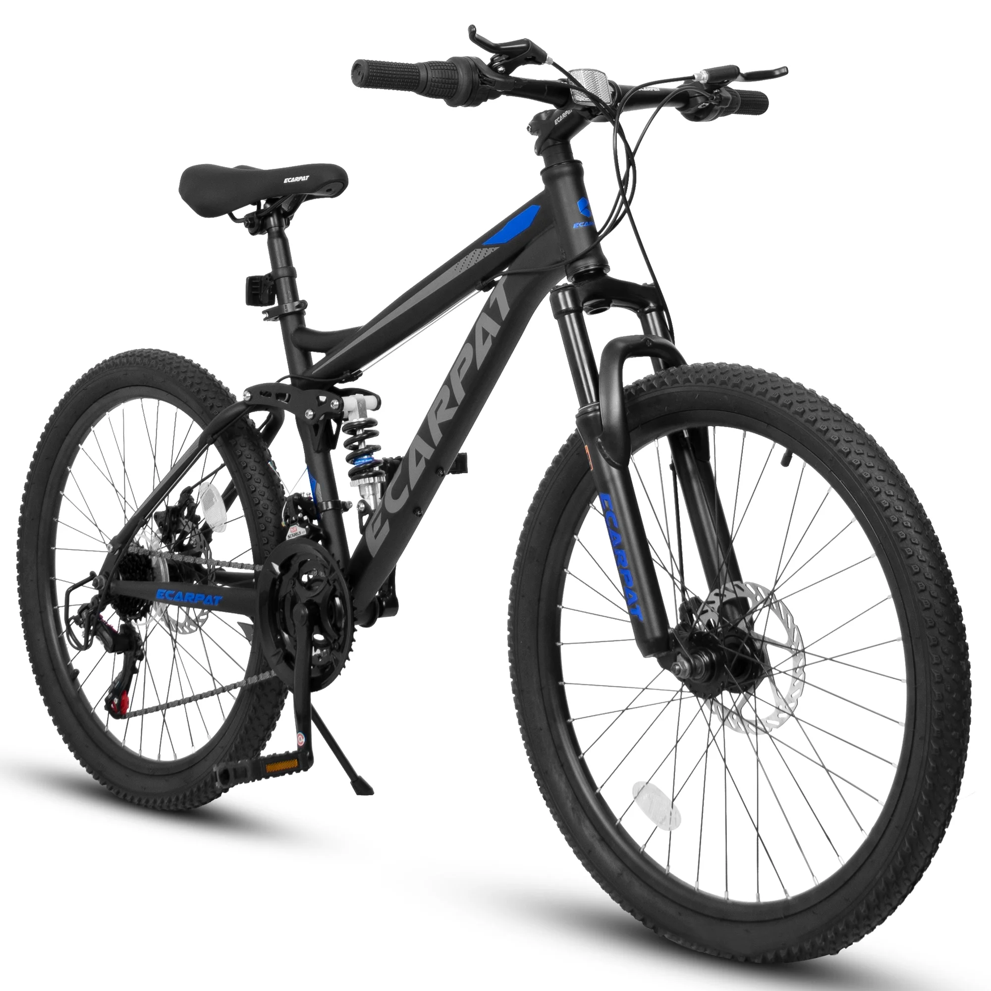 RONSHIN Mountain Bikes For Mens Womens, 24" Mountain Bike, 21-Speed Full Suspension Bicycles With Front Fork & Shock Absorber, Steel Frame Ergonomics City Bike