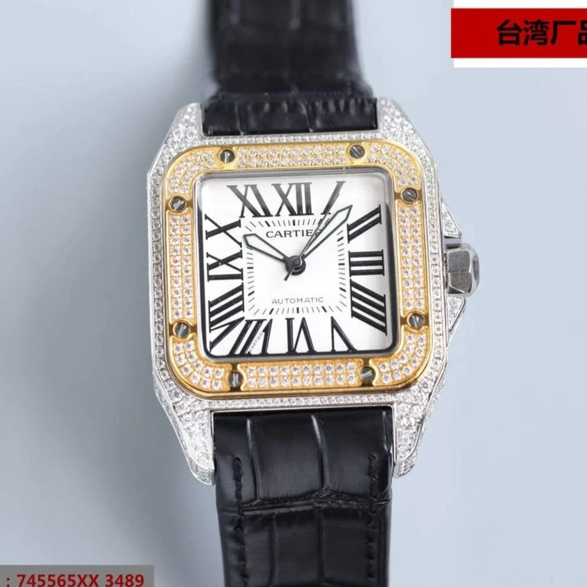 Cartier Watch SANTOS 100XL 42MM DIAMOND GOLD BEZEL