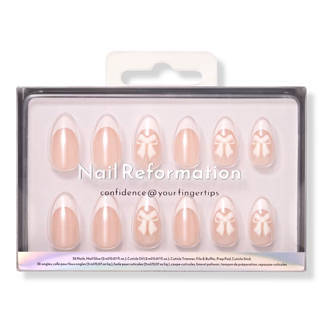 Nail Reformation  White Bow Press On Nails