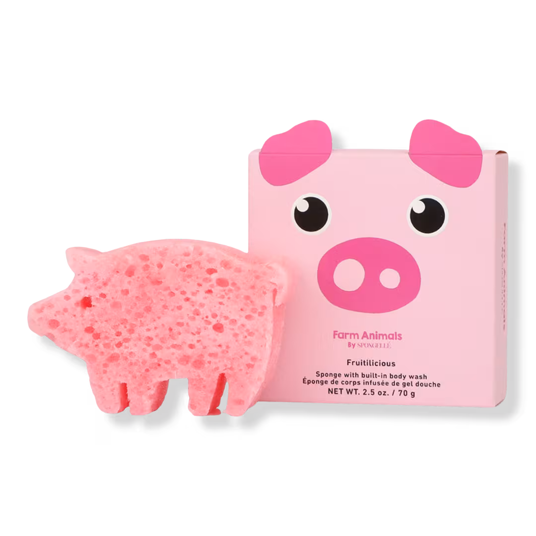 SPONGELLE  Peggy Pig Farm Animals Body Buffer | Kids Body Wash Infused Buffer