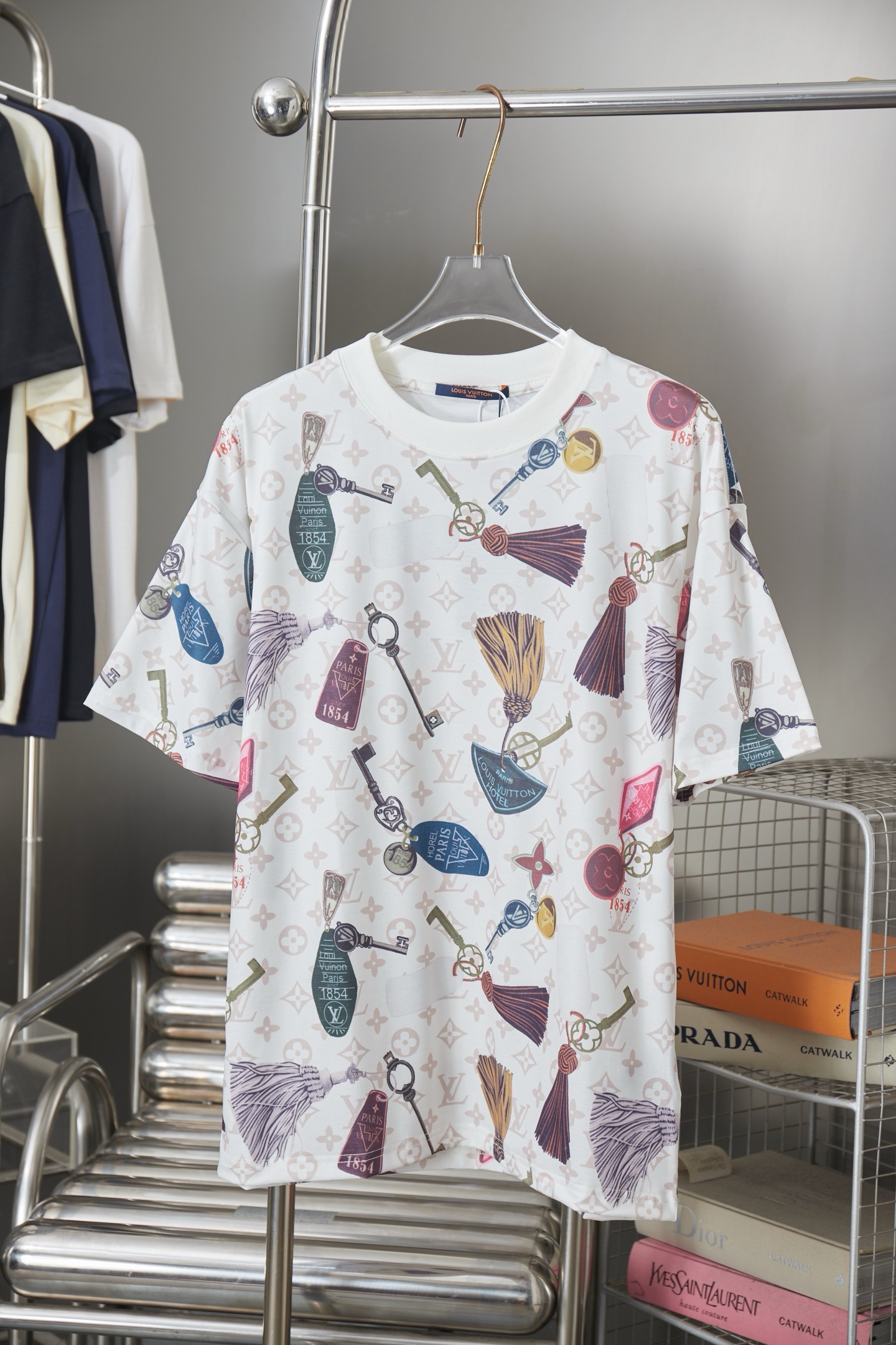 Spring New Design Digital Direct Printing Full-Printed LV Key Letter t-shirt