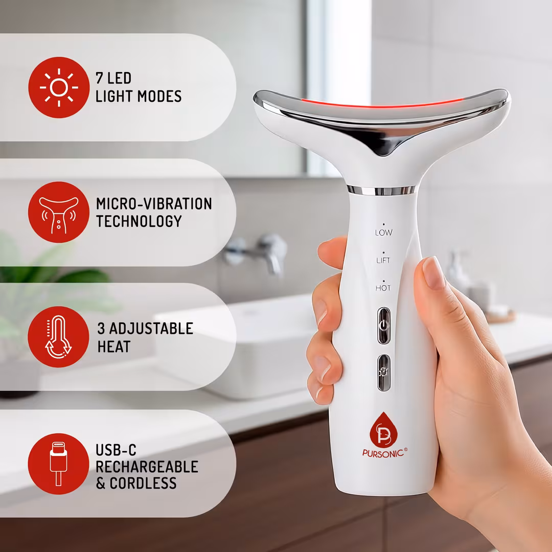 PURSONIC  7-Color LED Light Therapy Neck & Face Device