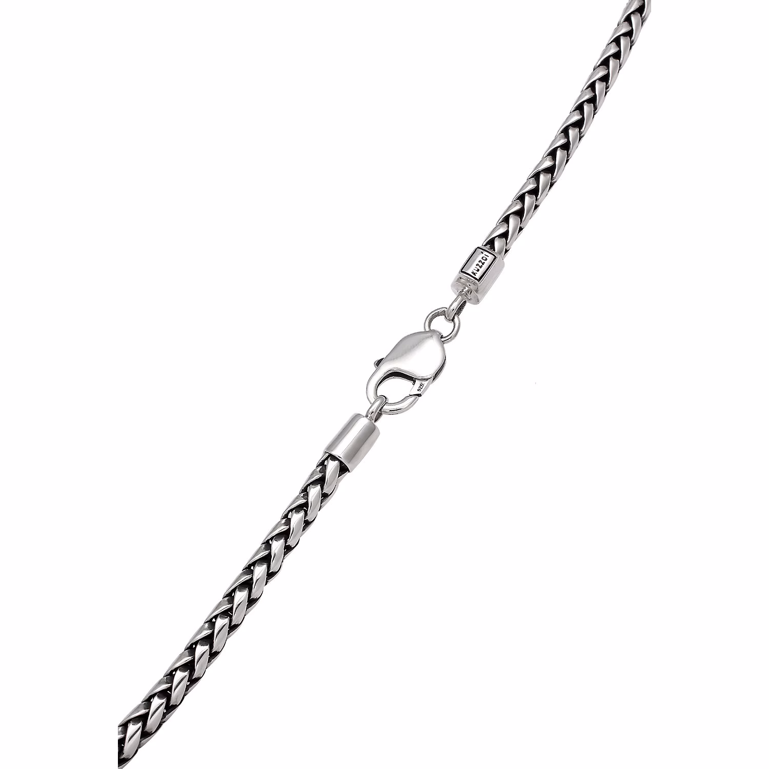 Herren Zopfkette Oxidiert Massiv 925 Silber