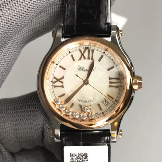 Chopard Watch Happy Diamond Pink 36mm Pink Gold White Dial