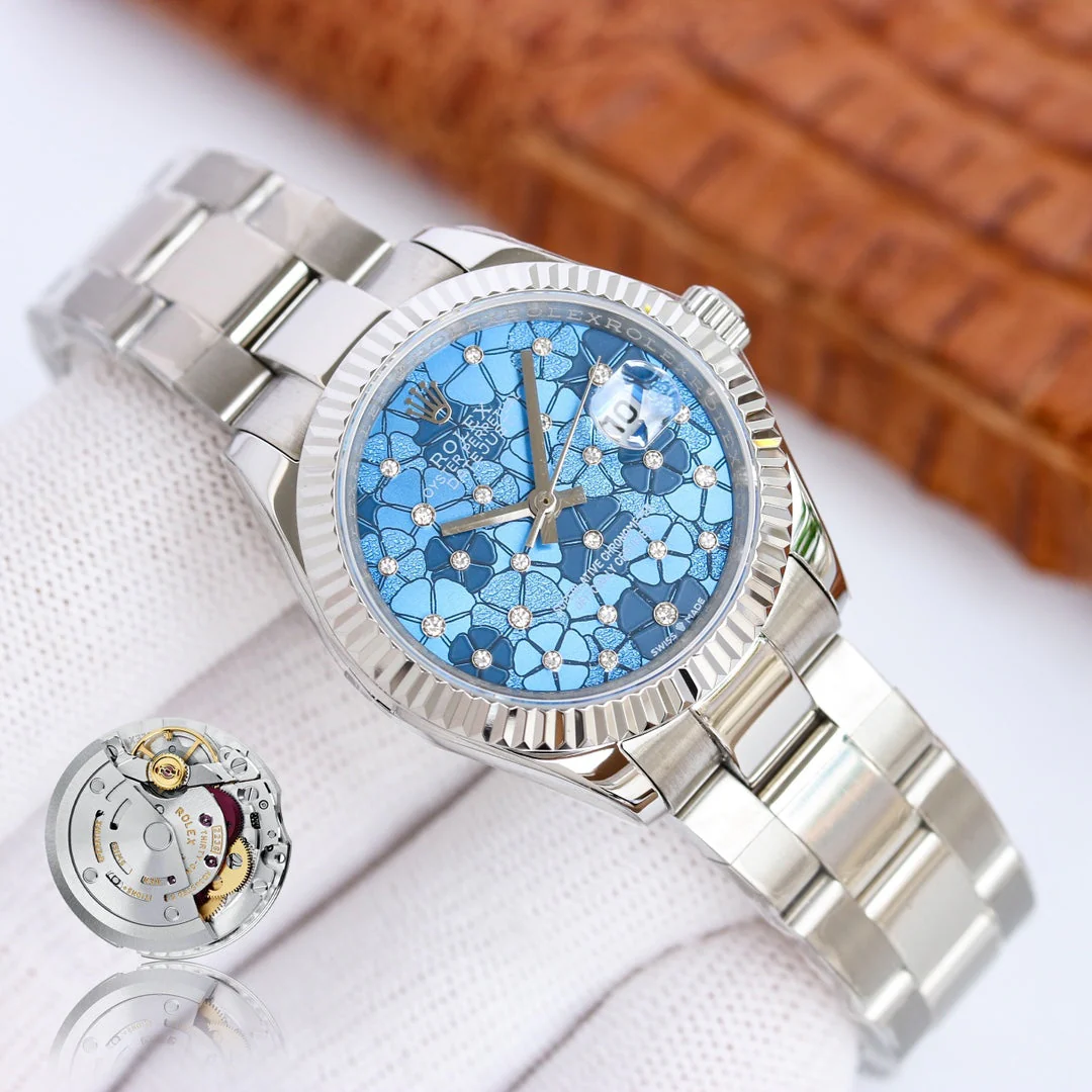 Rolex Watch DATEJUST 31 SILVER BLUE FLOWER DIAL