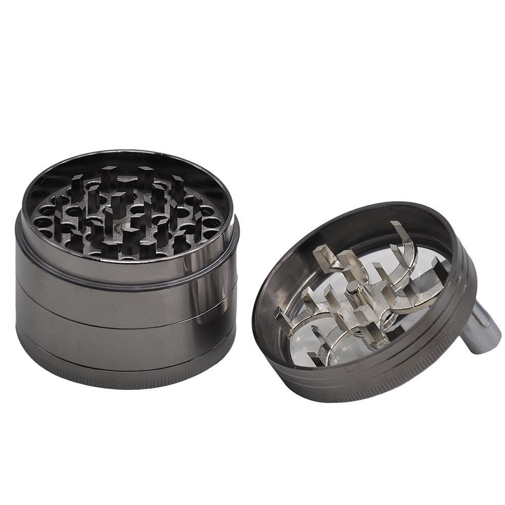 Crank Herb Grinder With Handle Zinc Alloy 4 Layer 63MM (2 Color)
