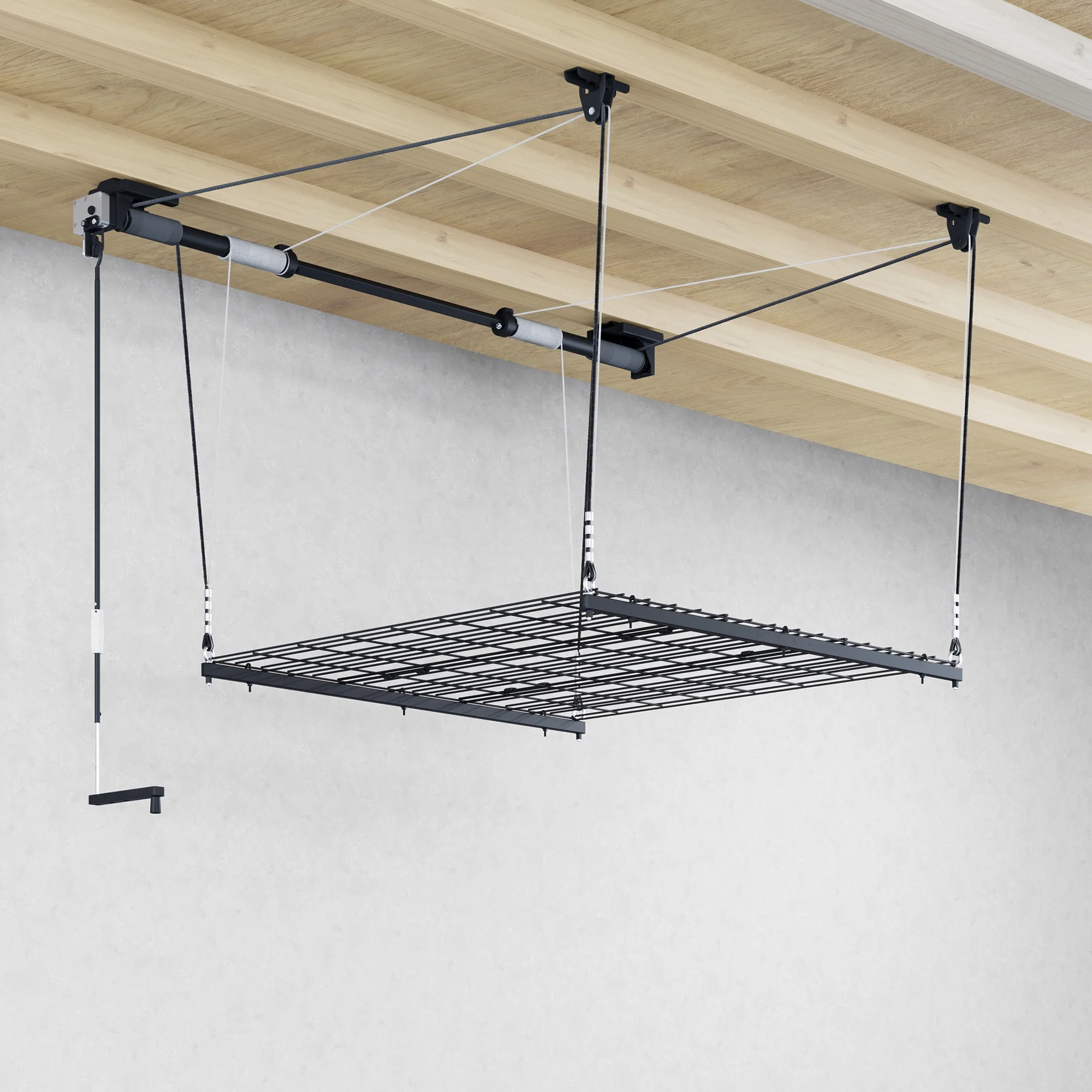 STOREADY Manual Height Adjustment Overhead Garage Lift Ceiling Storage Rack