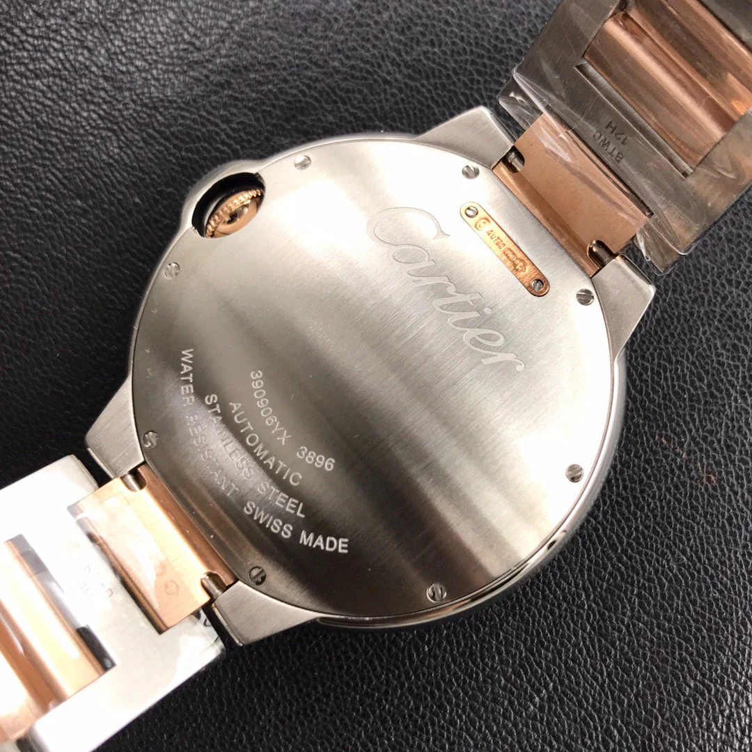 Cartier Watch BALLON BLEU DATE 42 TWO TONE PINK GOLD SILVER WHITE DIAL