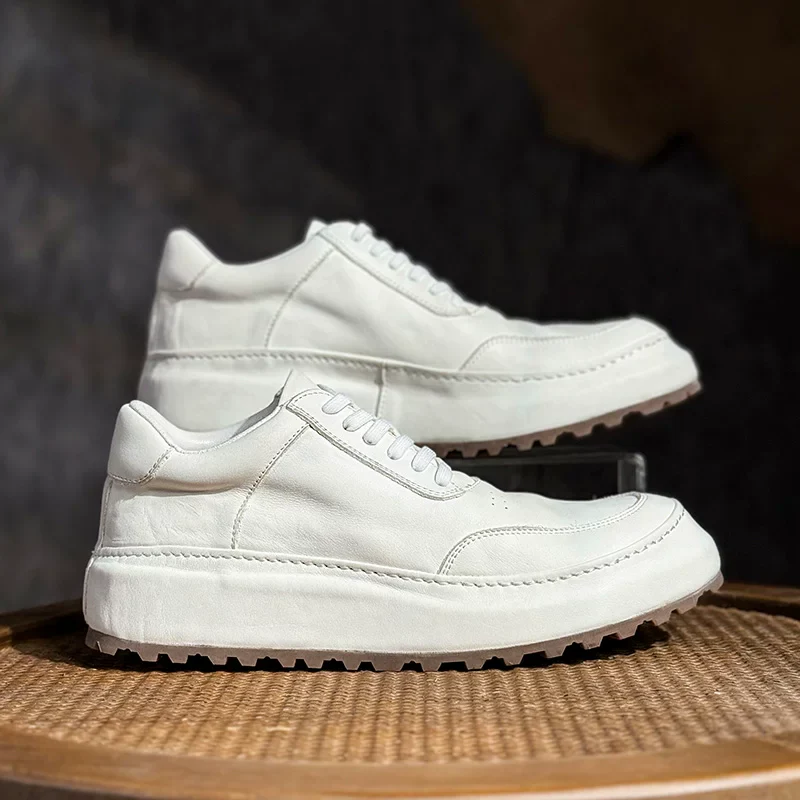High-end handmade washed horse leather casual sports board shoes