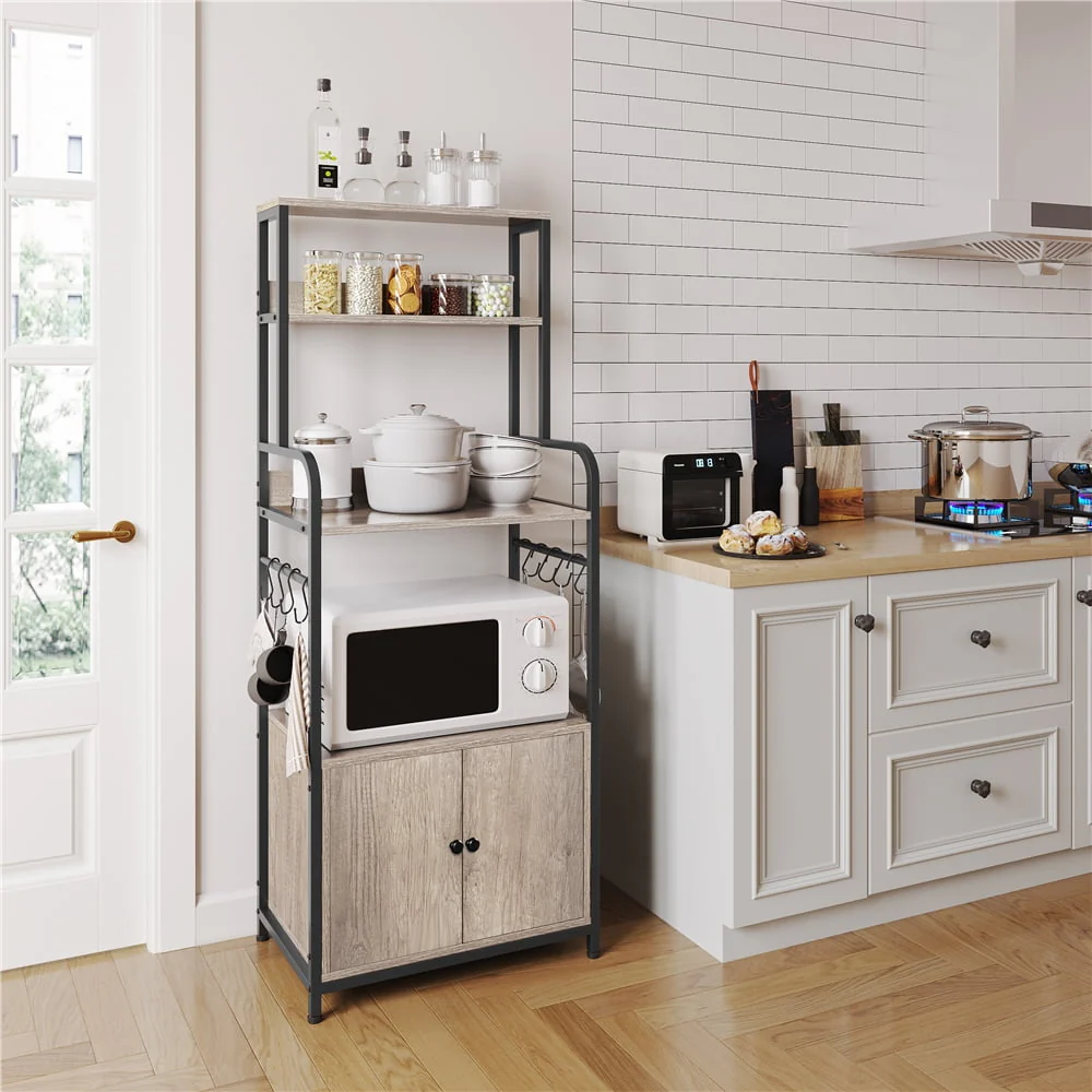 SmileMart Kitchen Baker's Rack Utility Storage Shelf Unit Microwave Stand, Gray