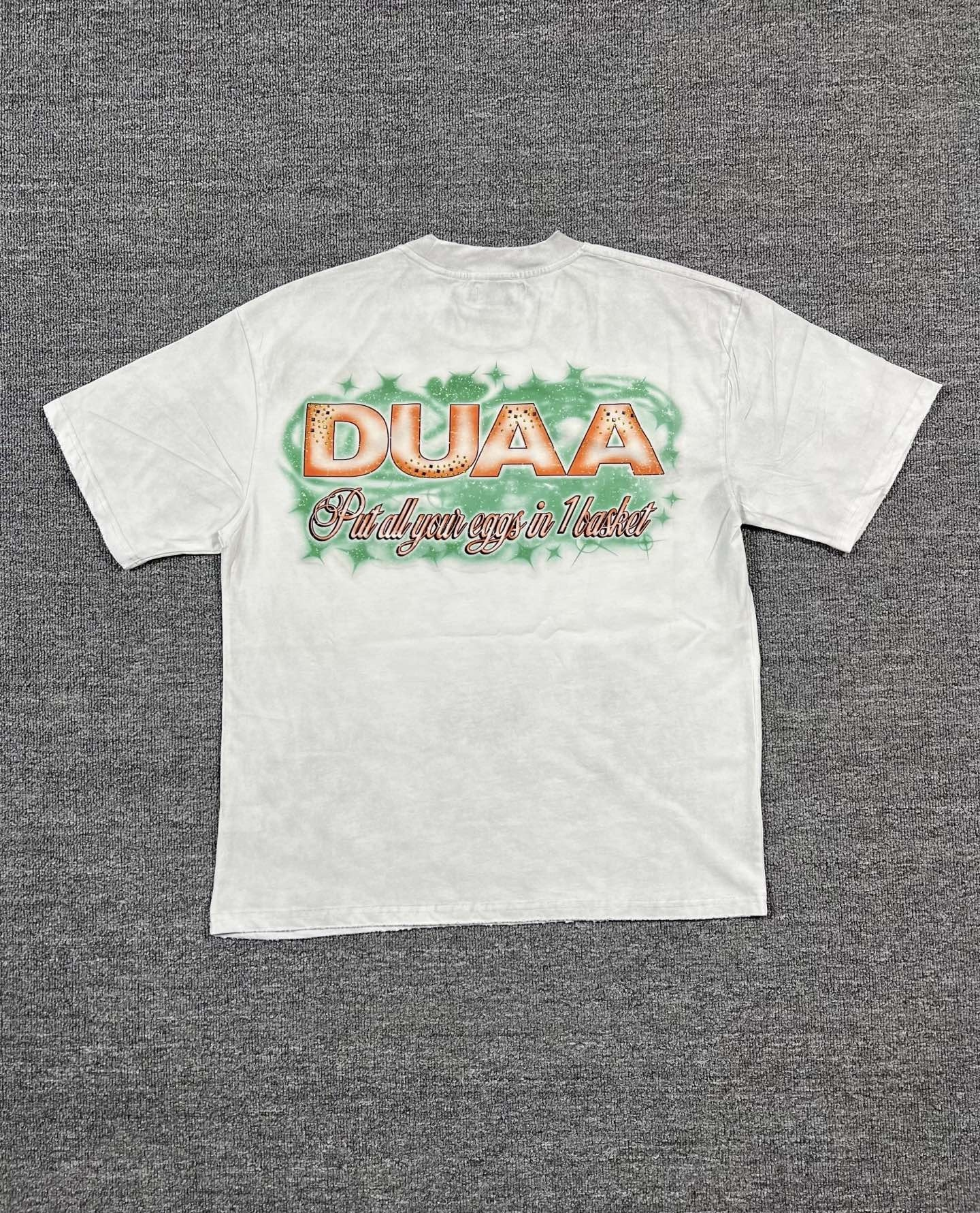 White ink direct spray with rhinestone embellishment, water-damaged vintage short-sleeved T-shirt.style 3