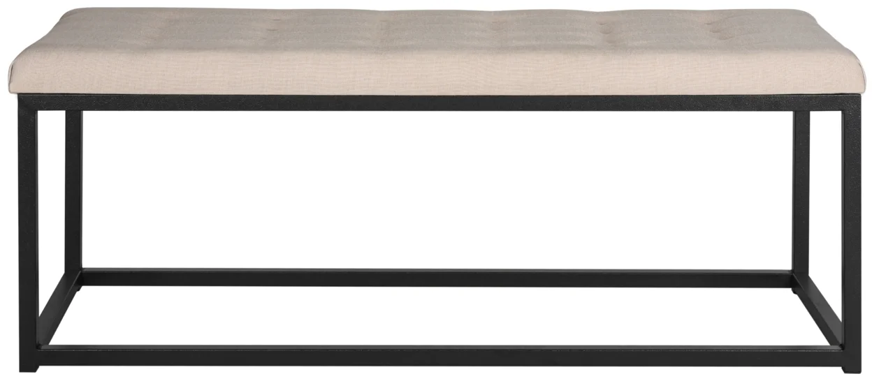 SAFAVIEH Reynolds Contemporary Modern Glam Tufted Bench, Beige/Black
