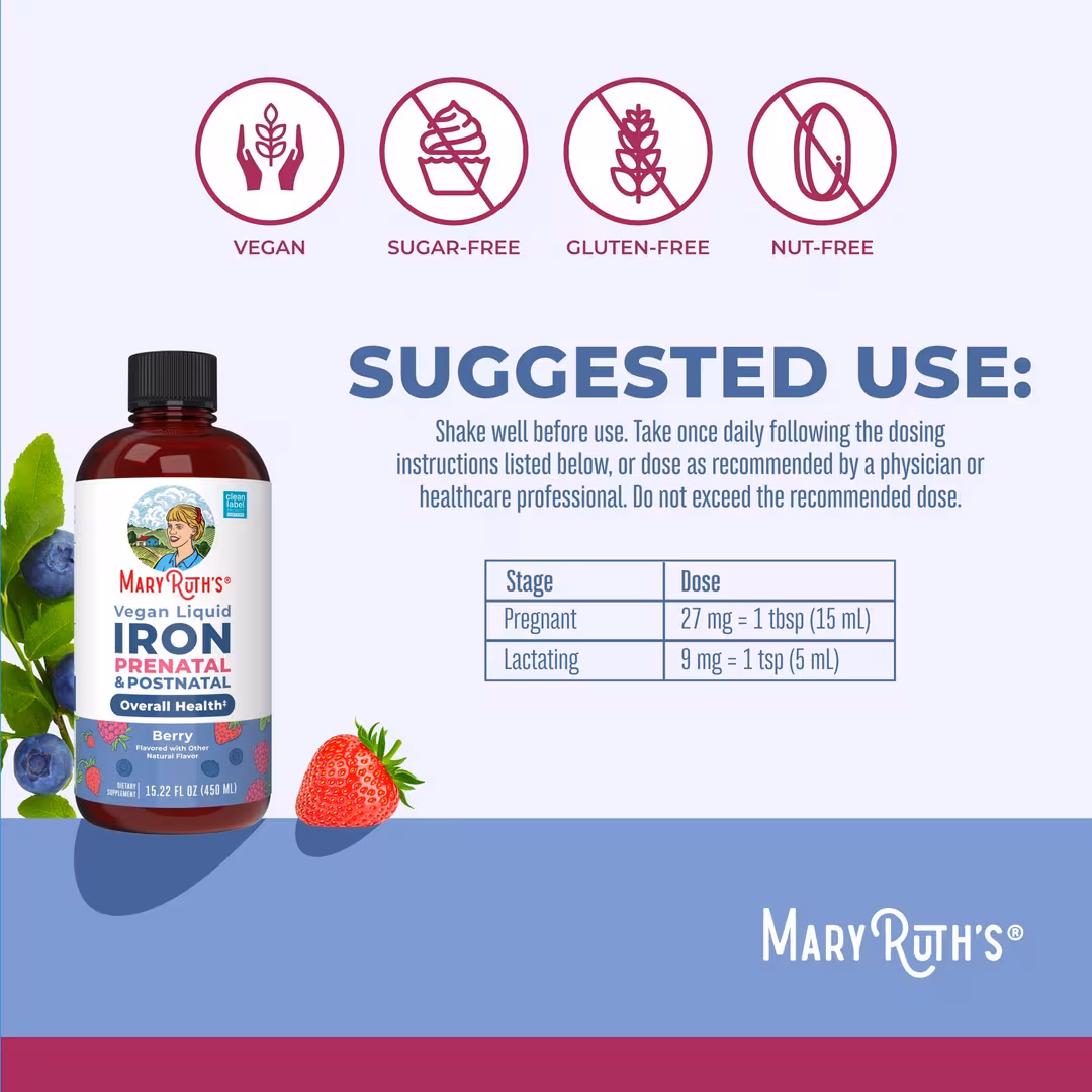 MaryRuth's  Vegan Liquid Iron Prenatal & Postnatal Berry