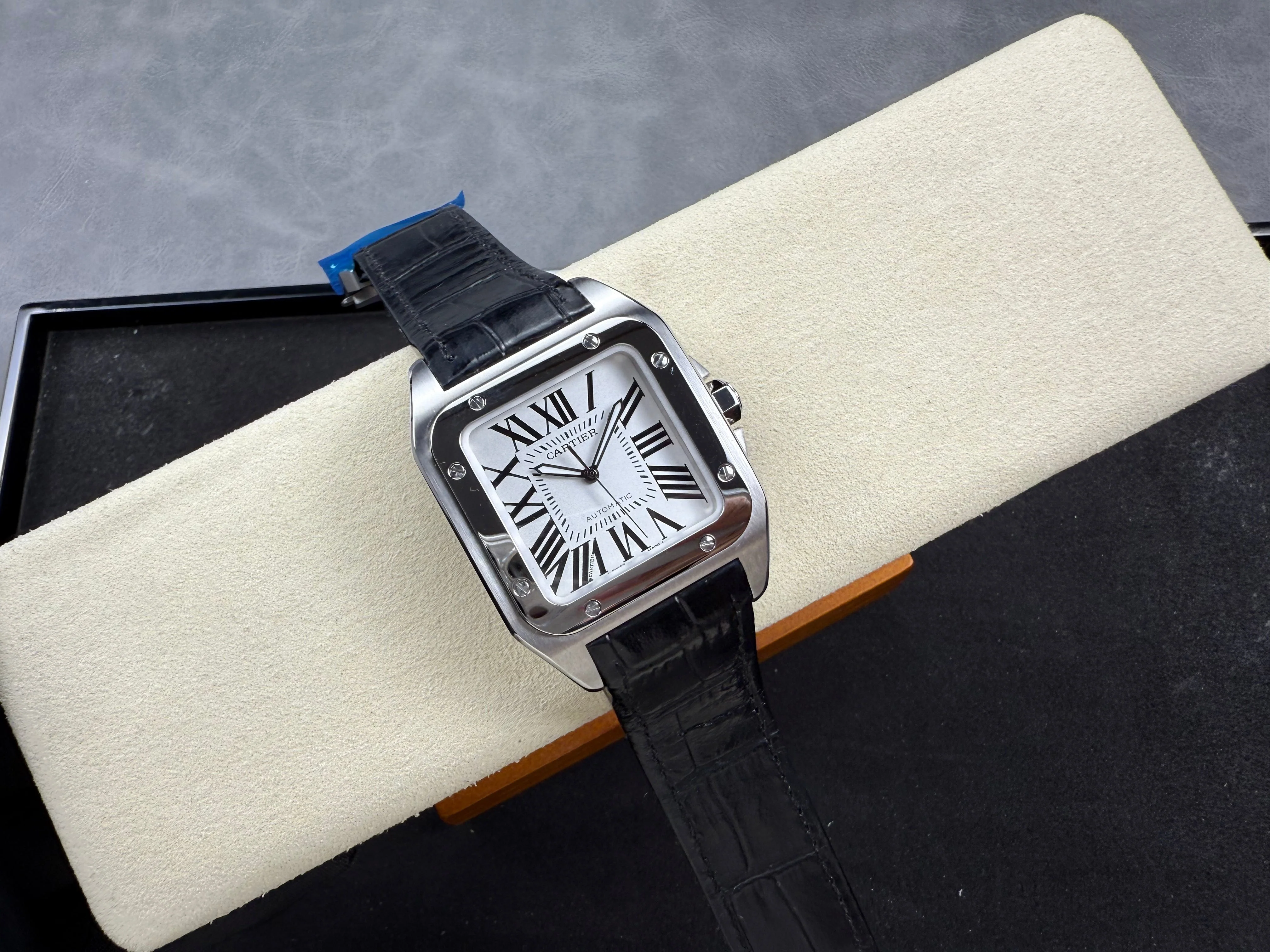 Cartier Watch Men Santos 100 41.3mm Silver Leather