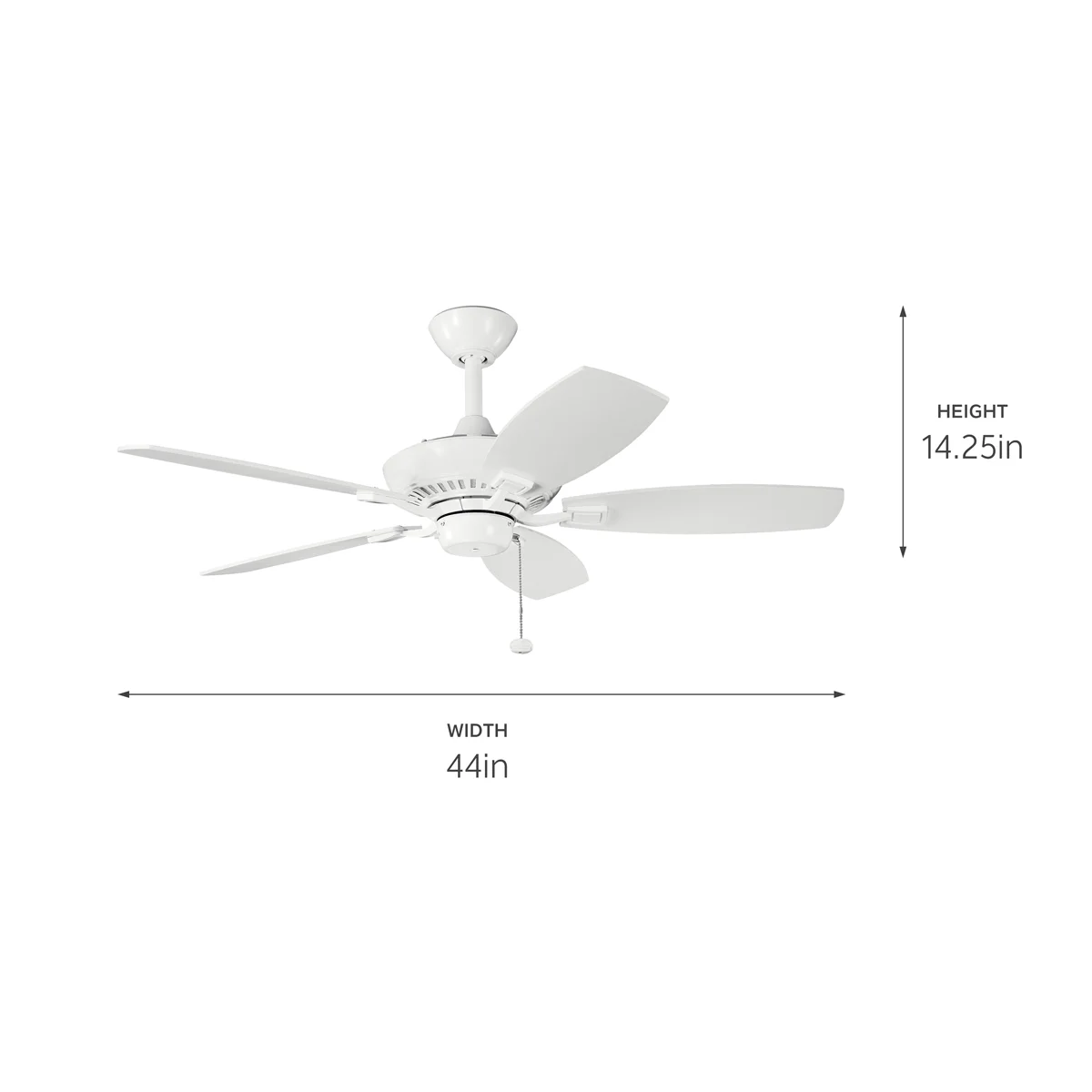 Ceiling Fan With Traditional Inspirations 14 Inches Tall By 44 Inches Wide-White Finish Kichler Lighting 300107Wh