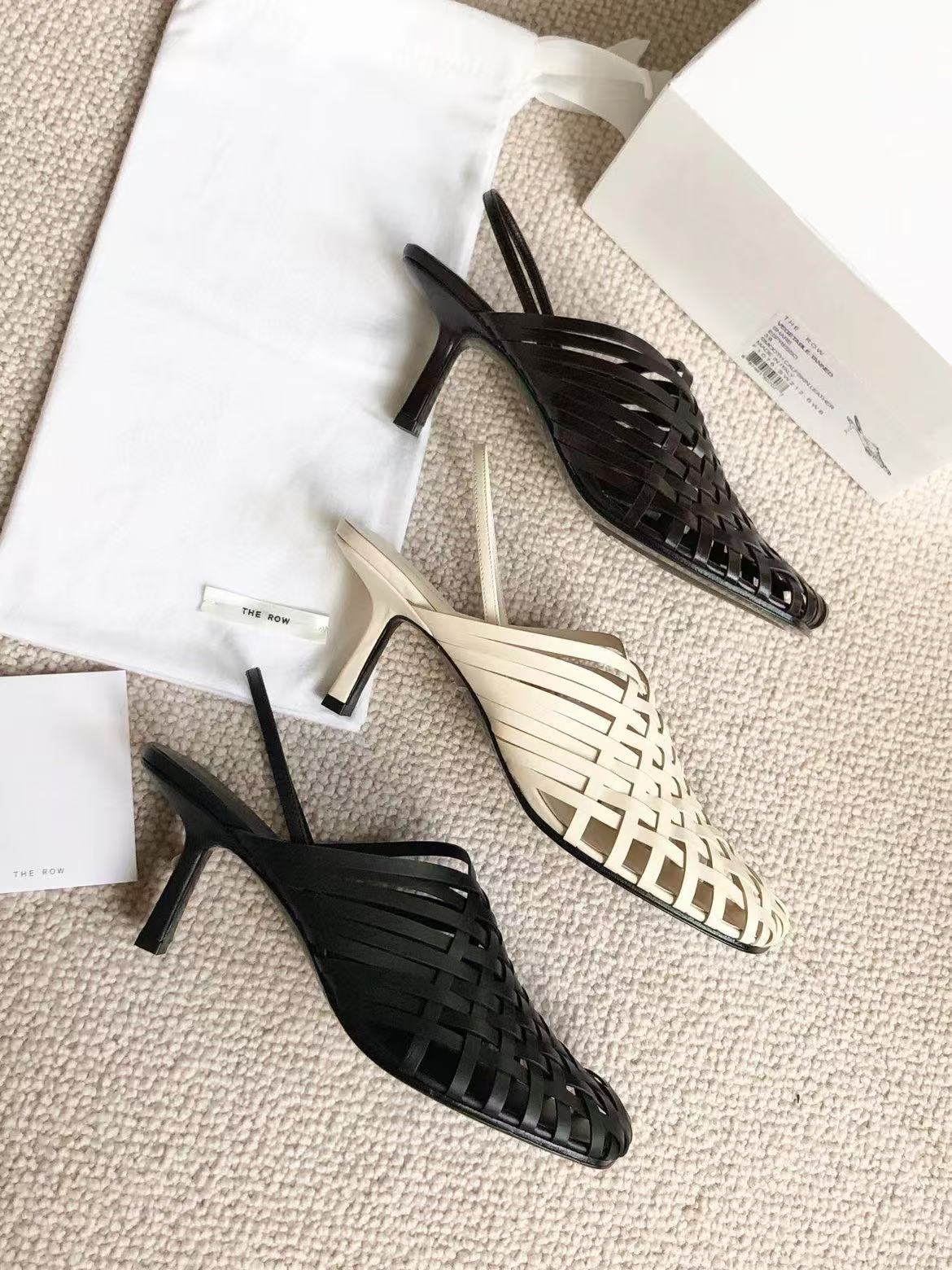 The Row woven hollow high-heeled Sandals Shoes
