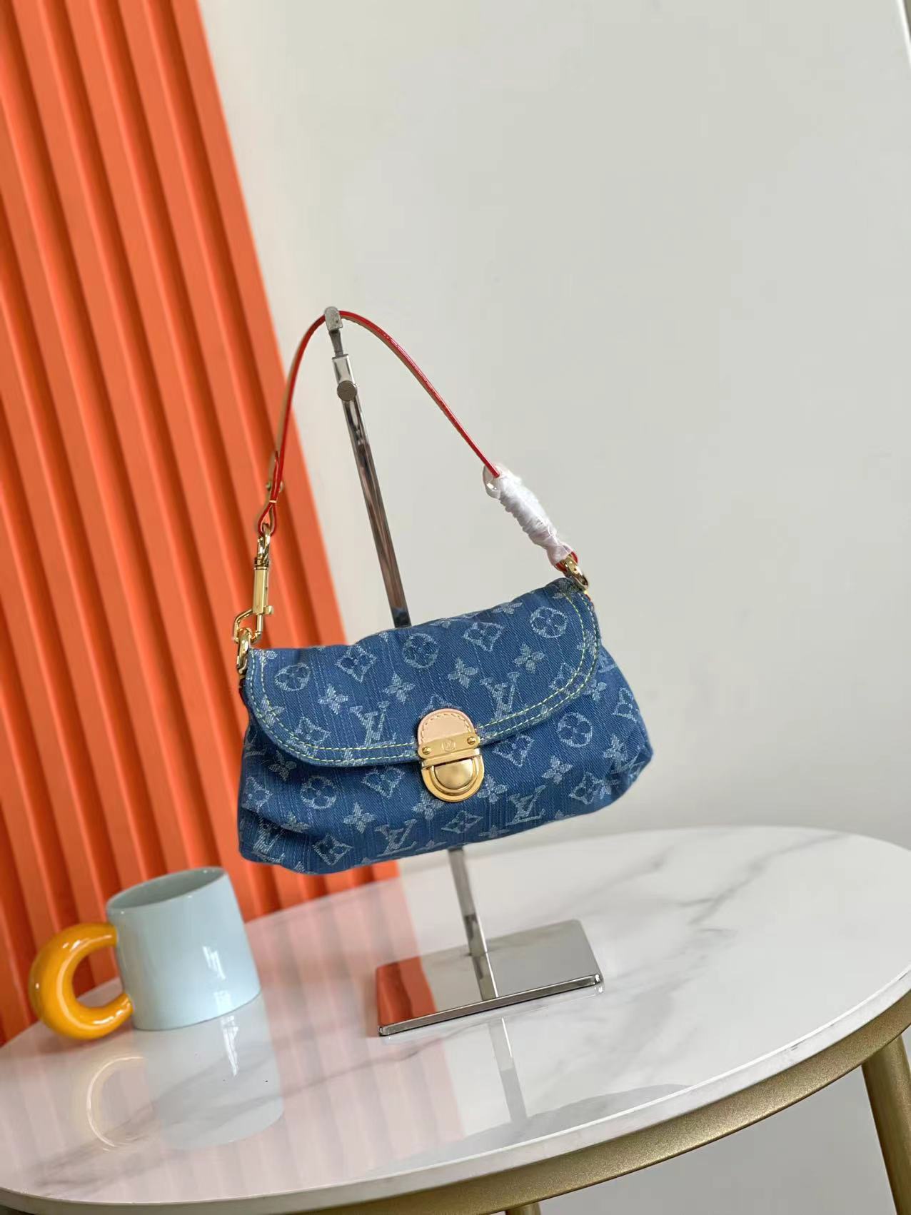 LV Monogram Denim Mini Pleaty Shoulder Bag