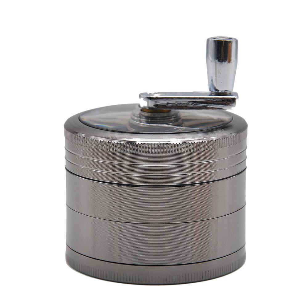 Crank Herb Grinder With Handle Zinc Alloy 4 Layer 63MM (2 Color)