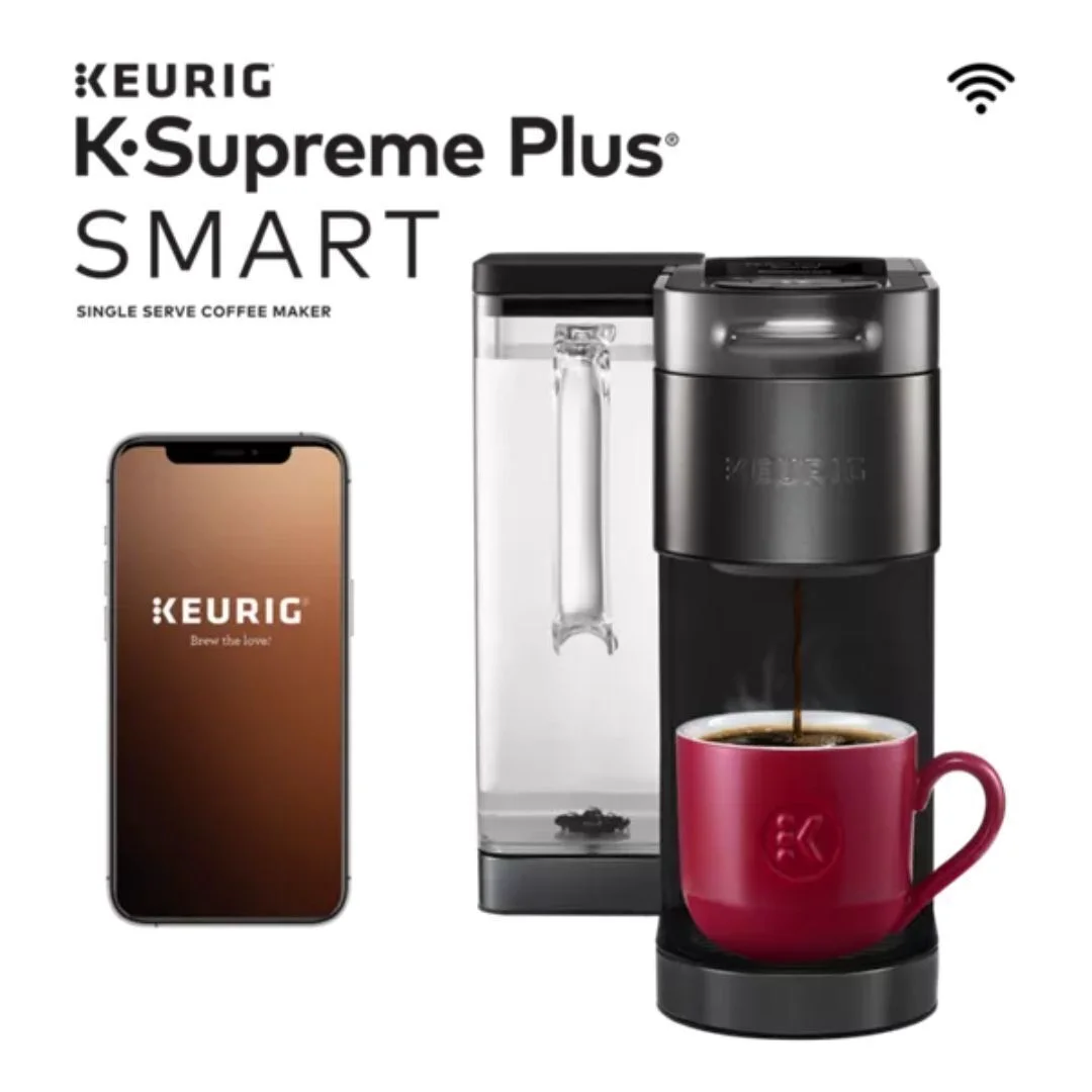 Keurig K-Supreme Plus Smart Single Serve Coffee Maker with BrewlD, 5 Cup Sizes, 5 Brewing Options, and 6 Temperature Settings (Black Stainless)