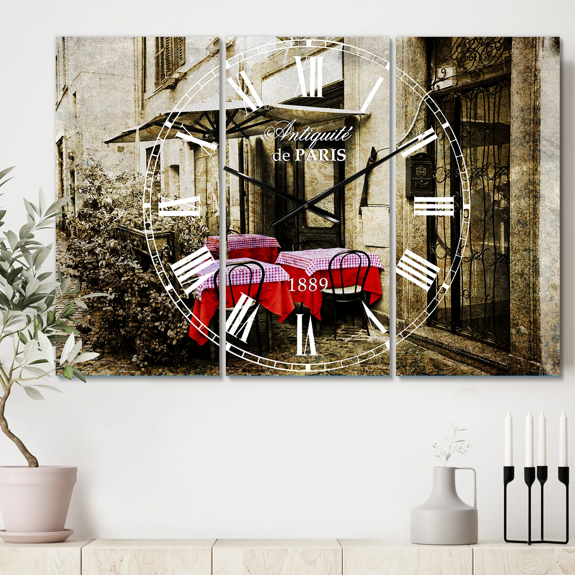 Designart 'Restaurant Terrace on the street' Industrial Wall Clock