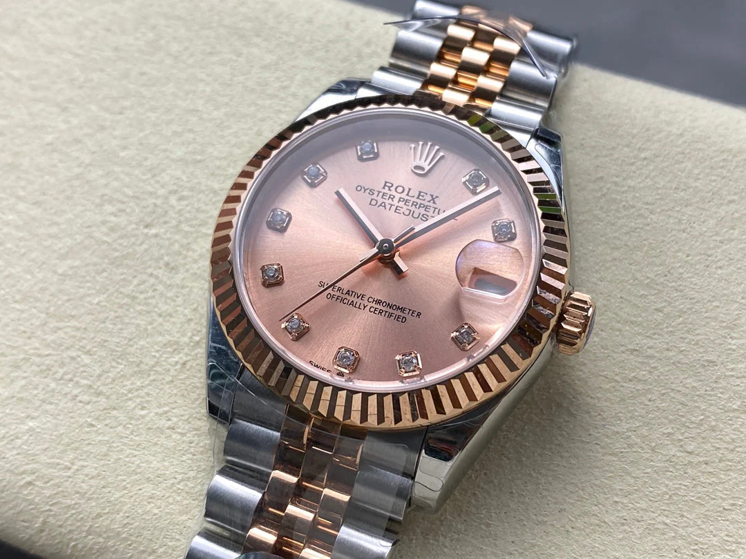 Rolex Watch Datejust 31mm Pink Gold Steel Salmon Dial Diamond Numerals