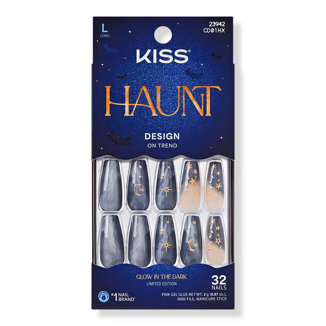 Kiss  Core Design Long Coffin Press On Nails, Spooky Tips