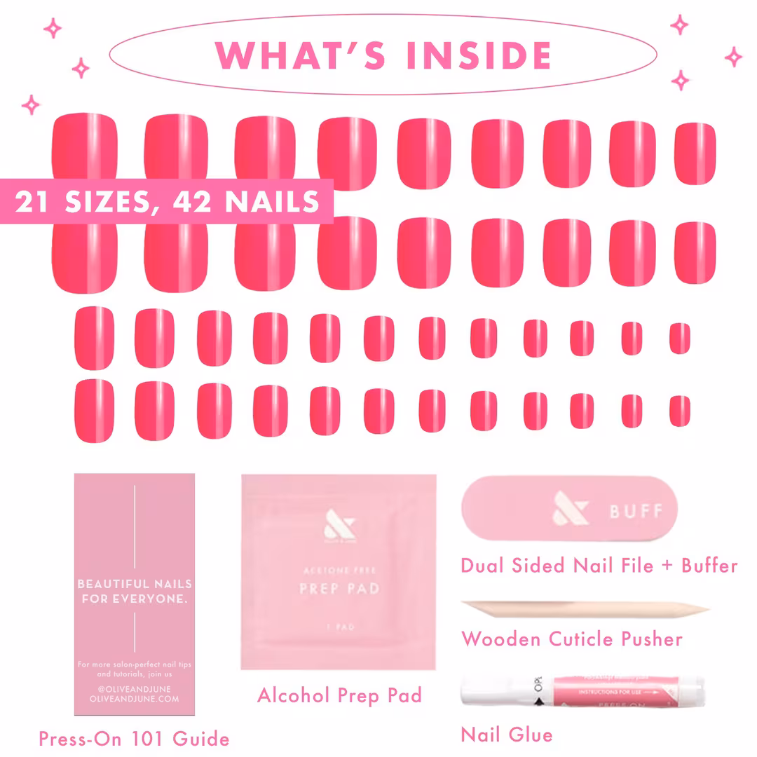 Olive & June  Instant Mani Press-On Nails Hot Strawberry