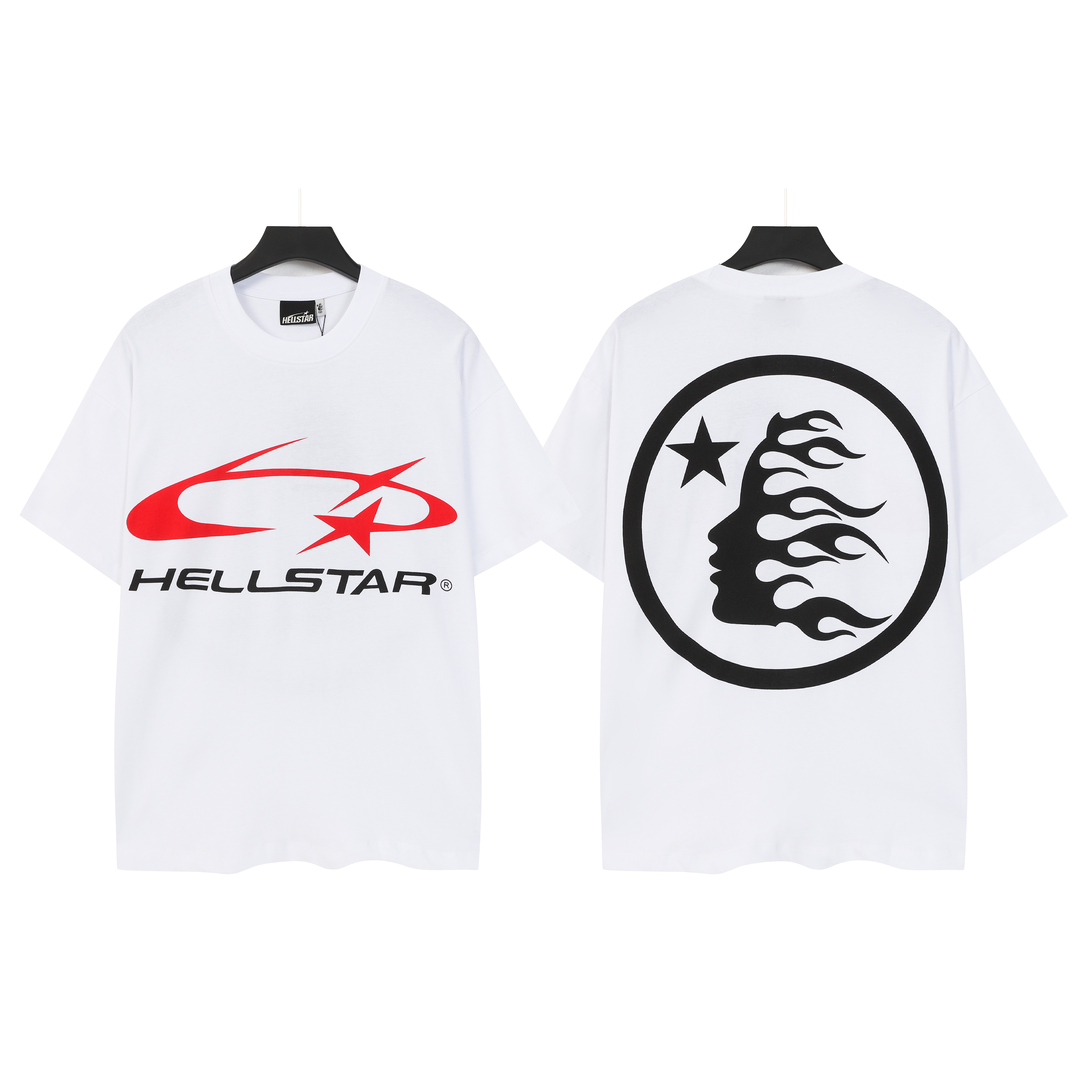 White simple and elegant short-sleeved shirt with star logo print