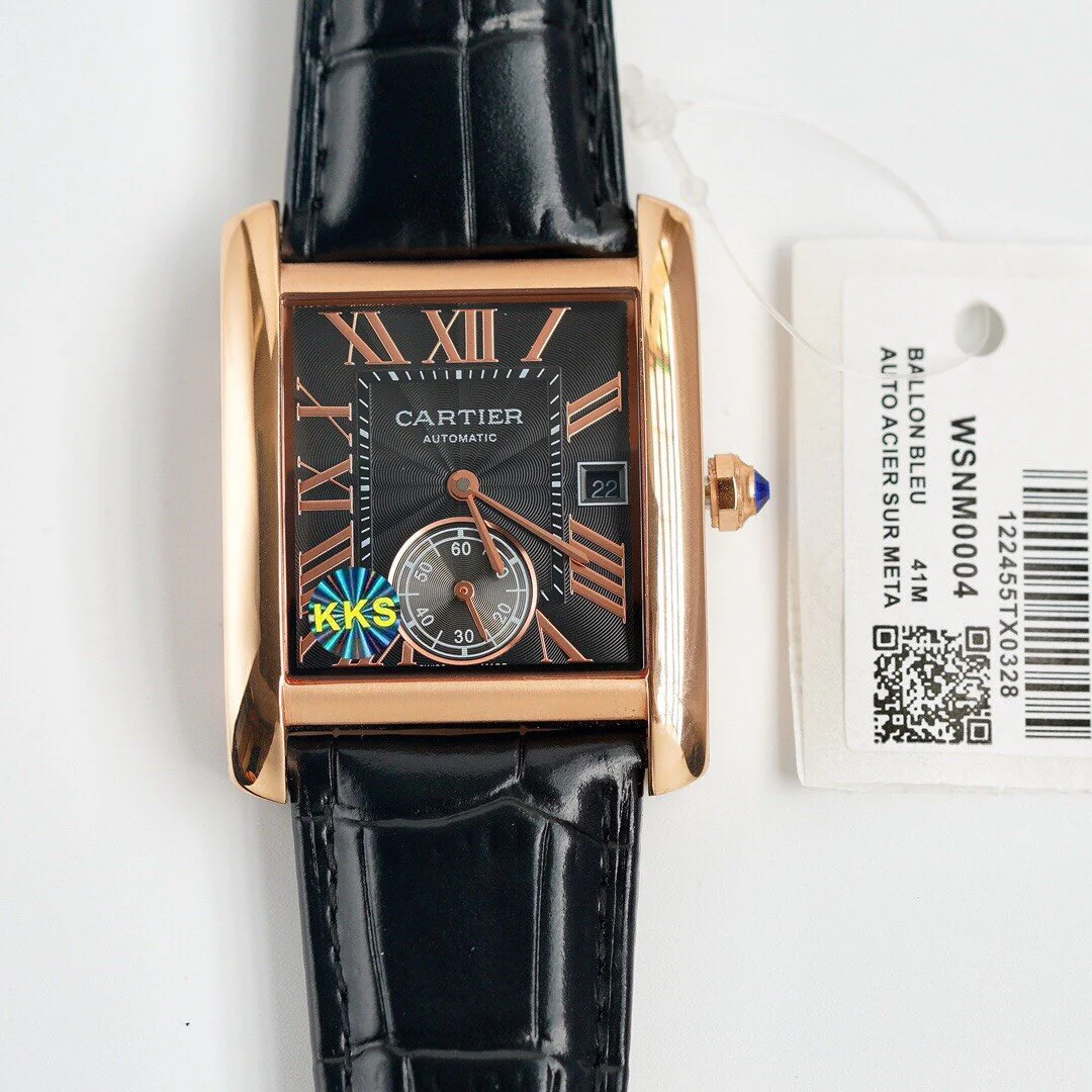 Cartier Watch TANK MC SECOND TIME ROSE GOLD CASE LEATHER