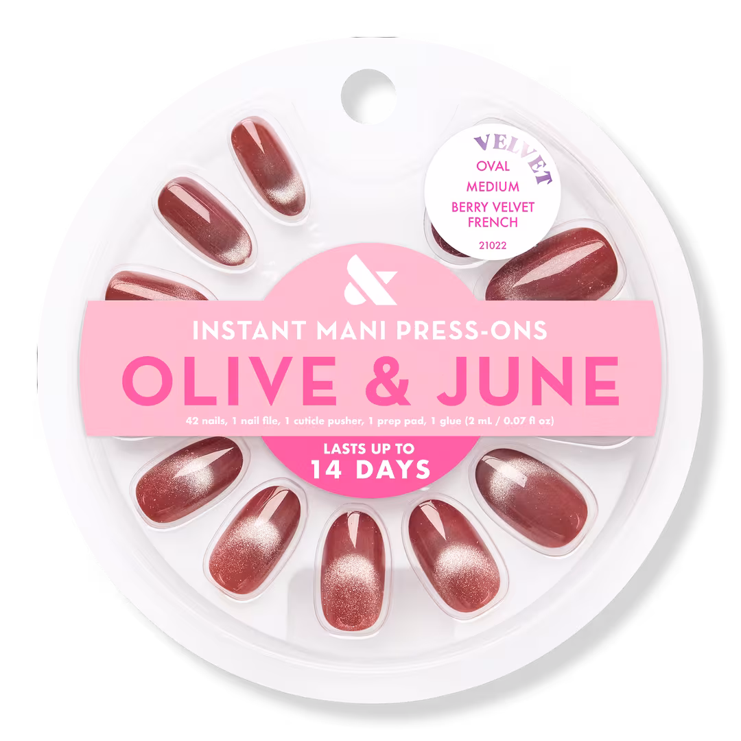 Olive & June  Instant Mani Press On Nails Berry Velvet French
