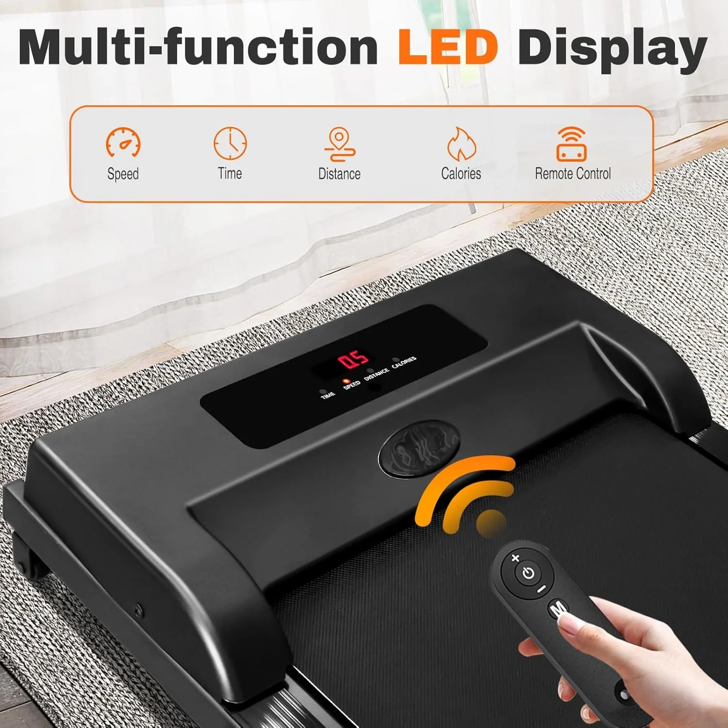 2 in 1 Walking Pad Treadmill, Foldable Treadmills with Handle Bar, 2.5HP Portable Folding Treadmill with Remote Control, Under Desk Treadmill for Home Office, Small Treadmill, 300lb