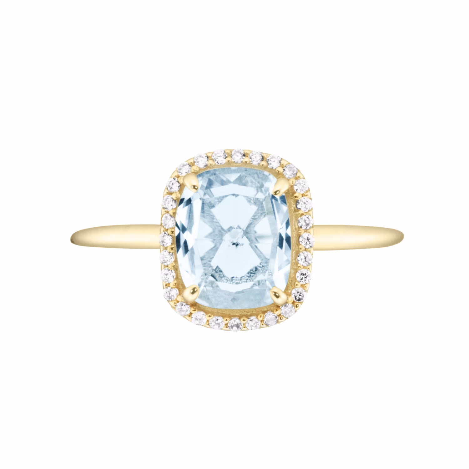 Ring mit Blautopas und Zirkonia, Gold 375