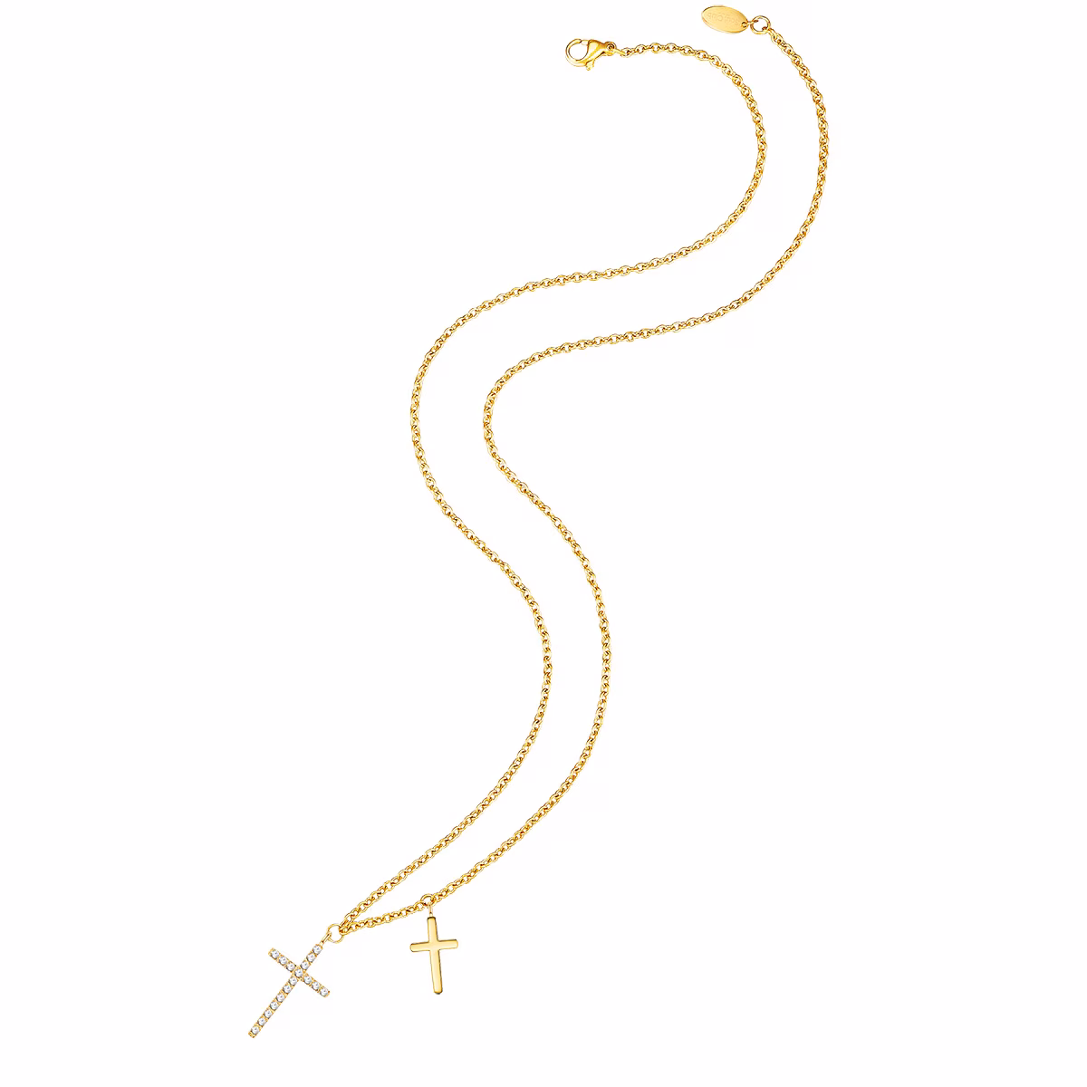 Halskette Kreuz Edelstahl Zirkonia in Gelbgold