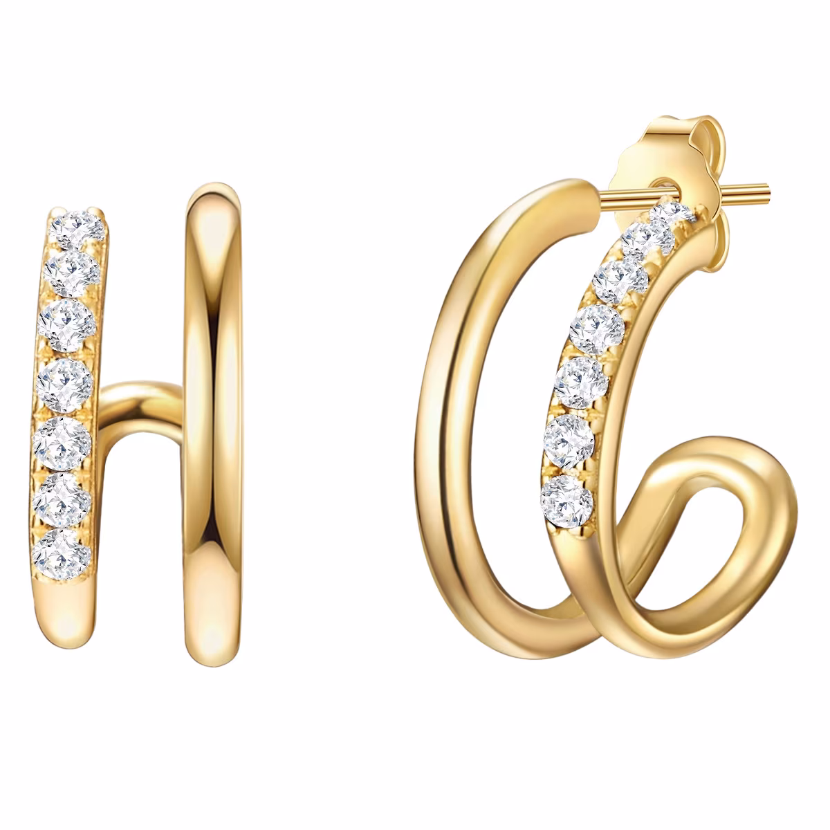 Creolen Sterling Silber Zirkonia in Gelbgold