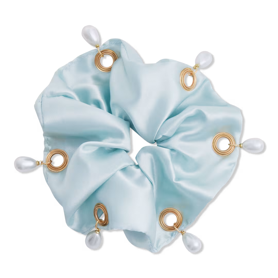 Product-obsessed  Embellished Faux Pearl Scrunchie
