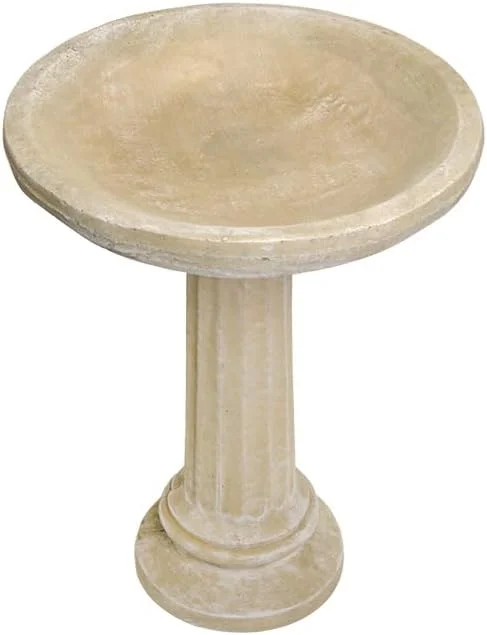 Solid Rock Stoneworks 2 Piece Collanade Birdbath - 26" Tall - Desert Sand Color