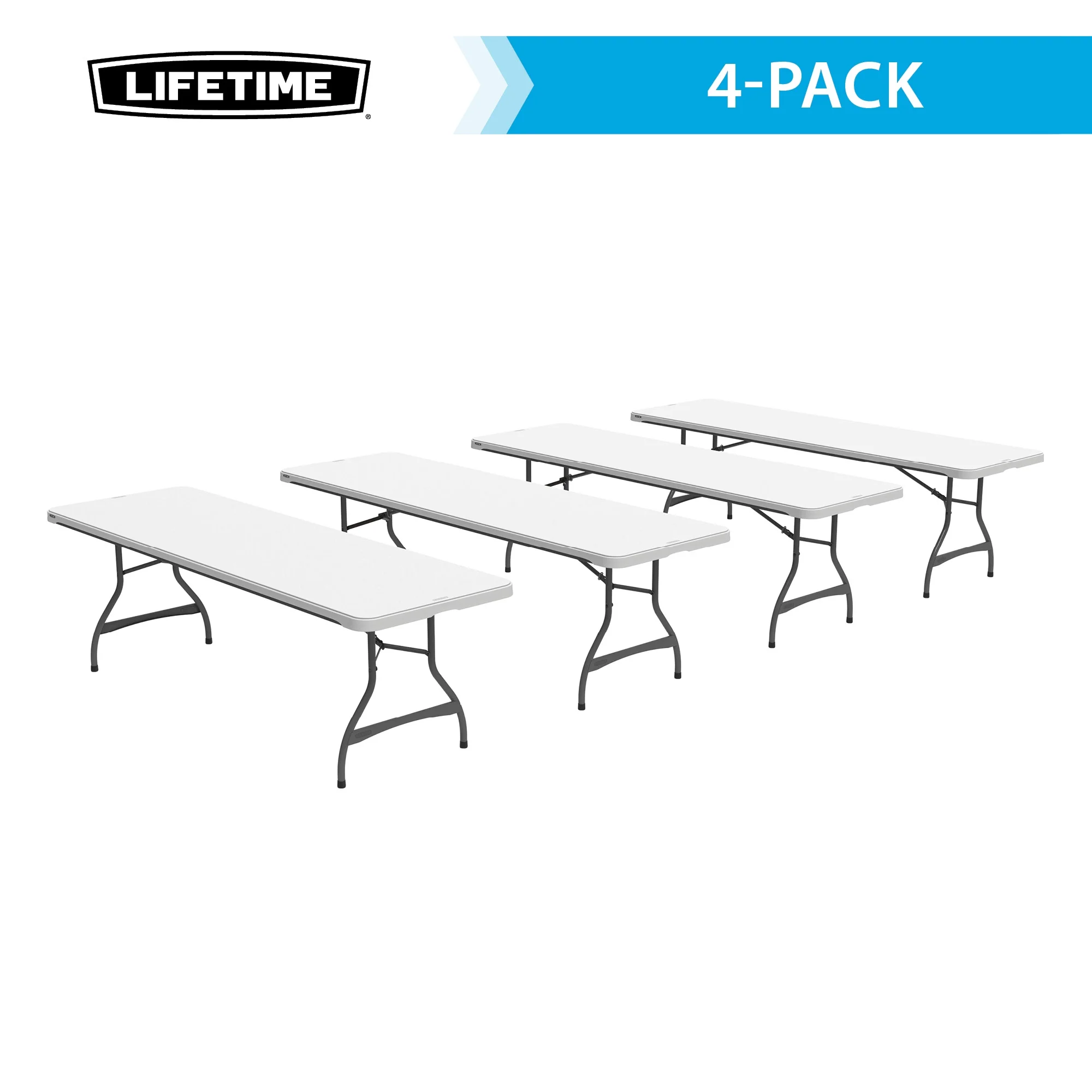 Lifetime (4) 8-Foot Rectangle Stacking Tables and (32) Chairs Combo Indoor/Outdoor Commercial Grade, White Granite (80410)