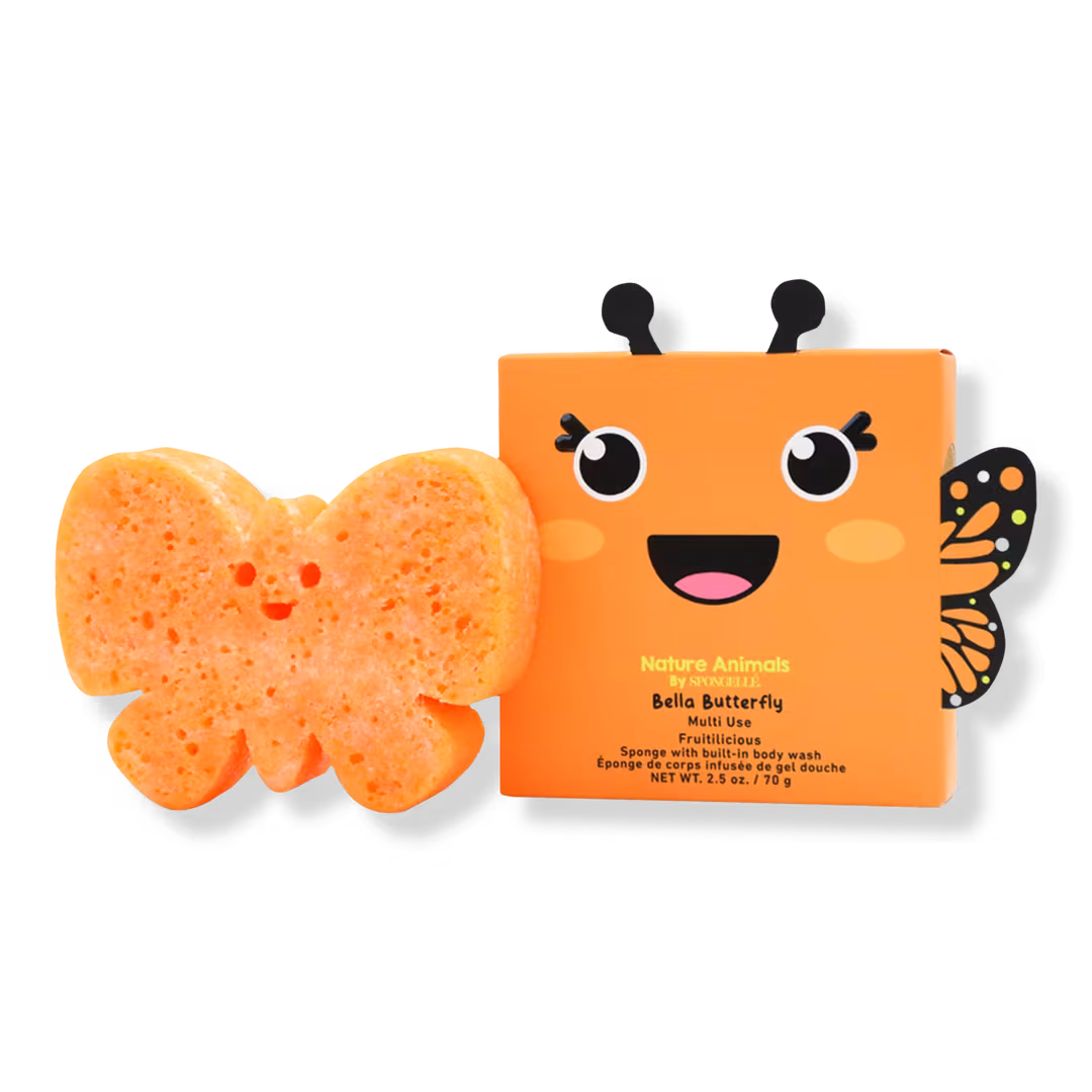 SPONGELLE  Nature Animals Bella Butterfly Body Wash Infused Bath & Shower Loofah for Kids & Baby