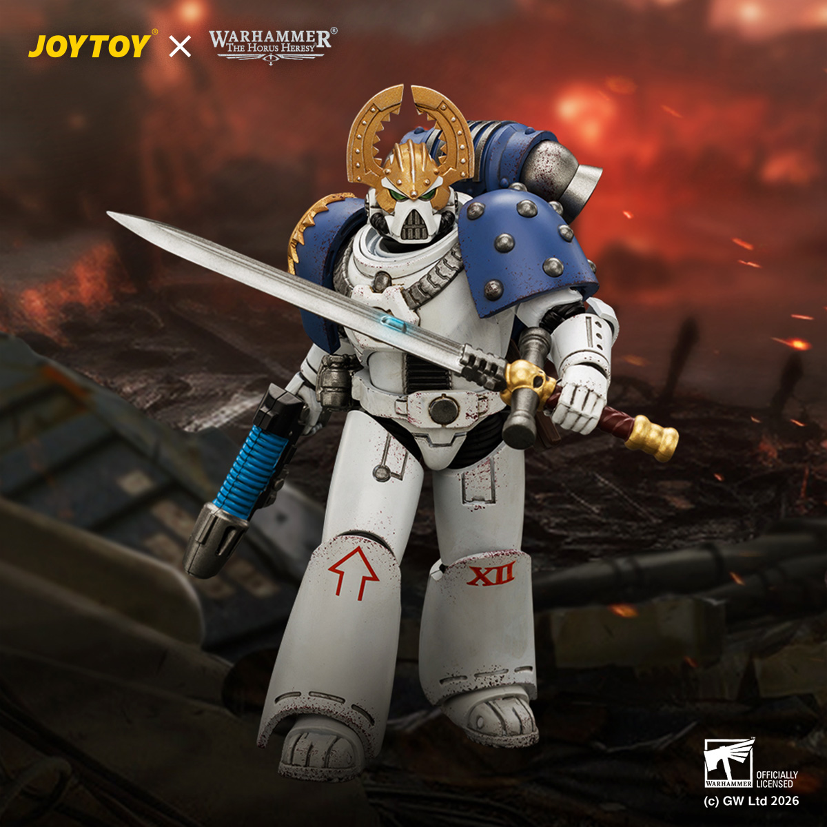JOYTOY JT05145 Warhammer The Horus Heresy 1:18 World Eaters MKVI Tactical Sergeant with Plasma Pistol and Power Sword - JOYTOY WORLD