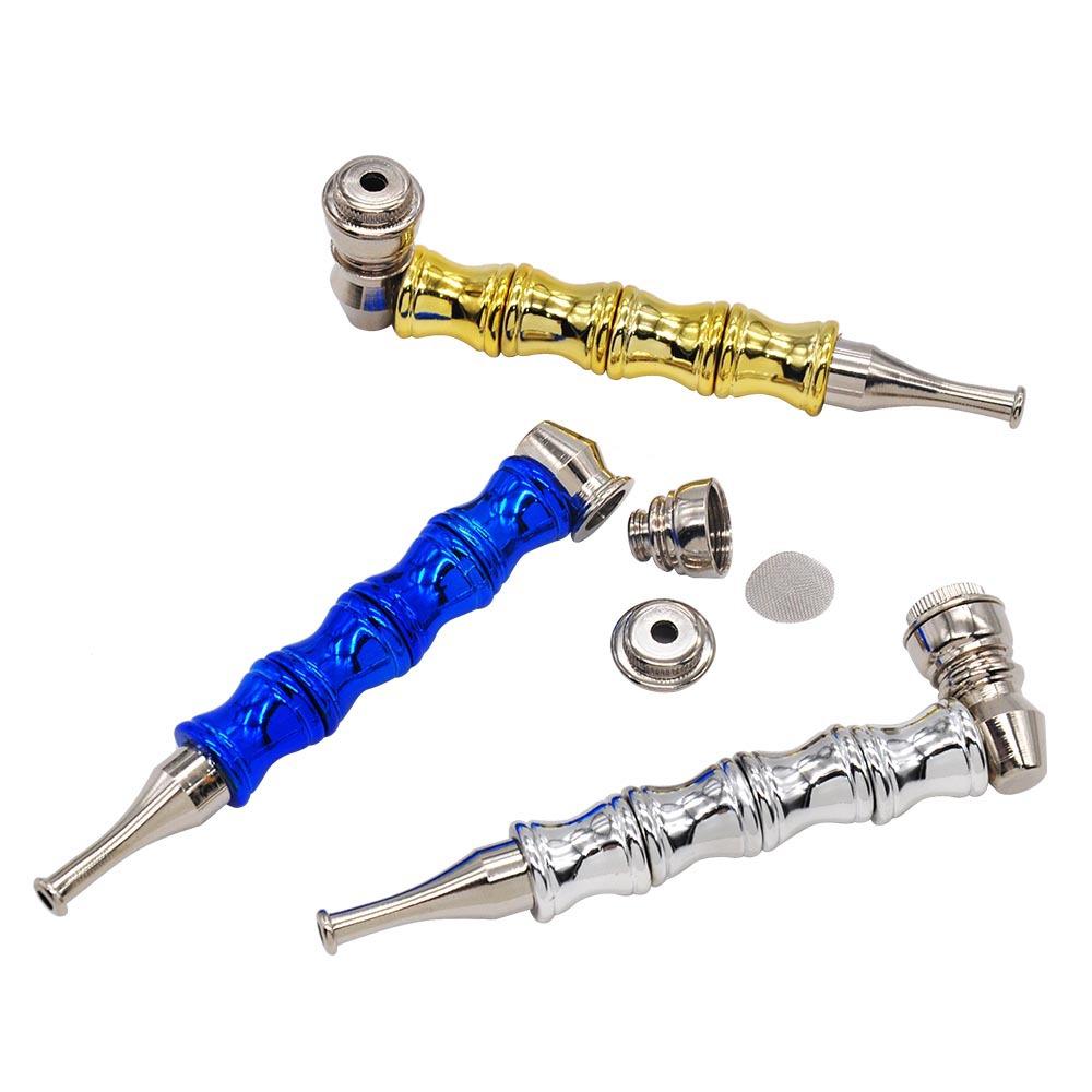 Bamboo Grip Metal Weed Pipe