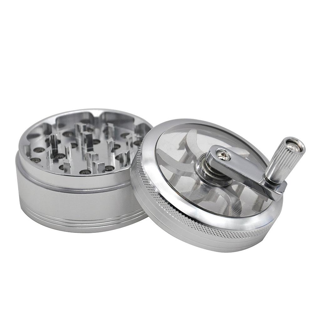 Crank Herb Grinder With Handle 3 Layer 63mm (3 Color)
