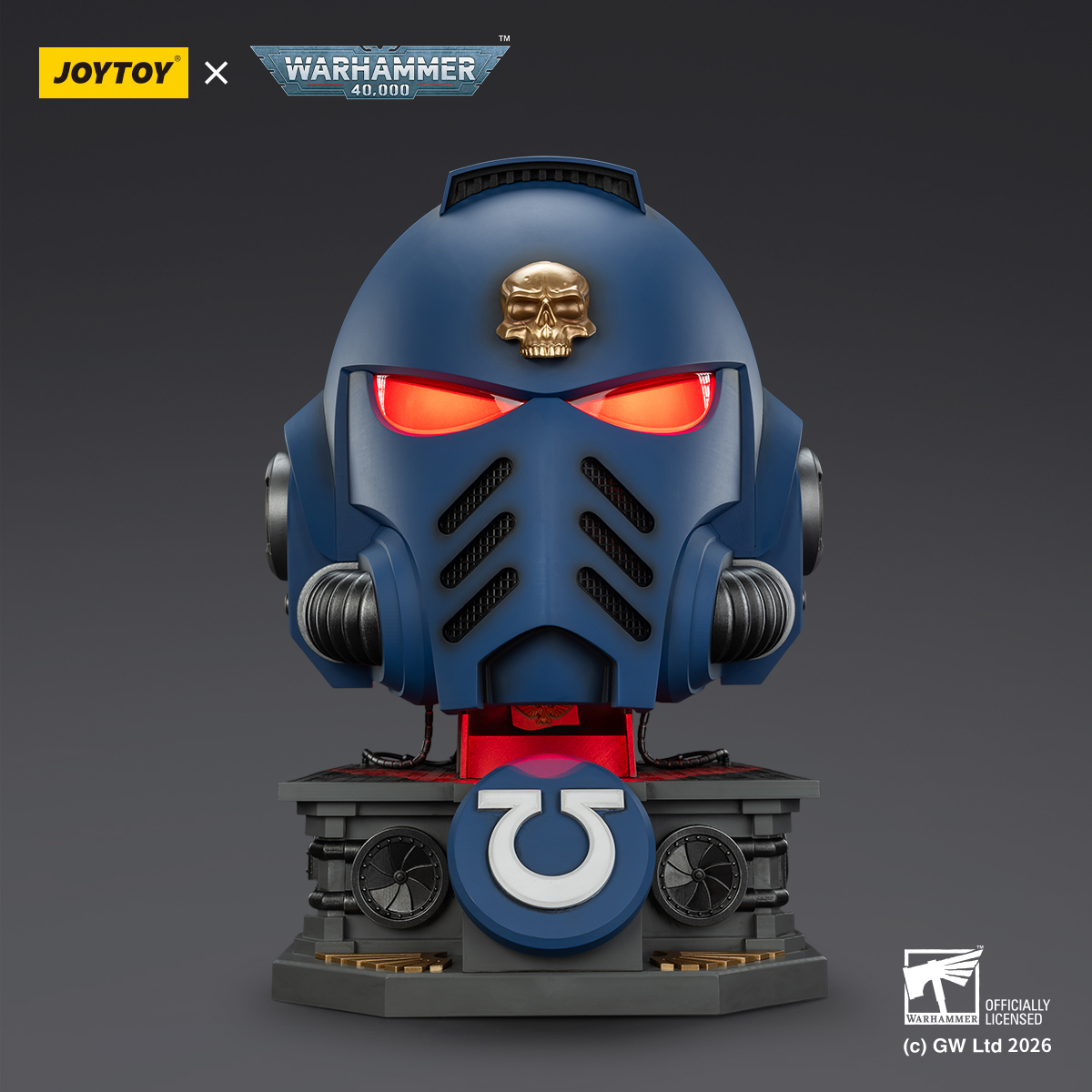 JOYTOY Warhammer 40k 1: 1 Ultramarines Captain MkX Helmet & Display Stand - JOYTOY WORLD