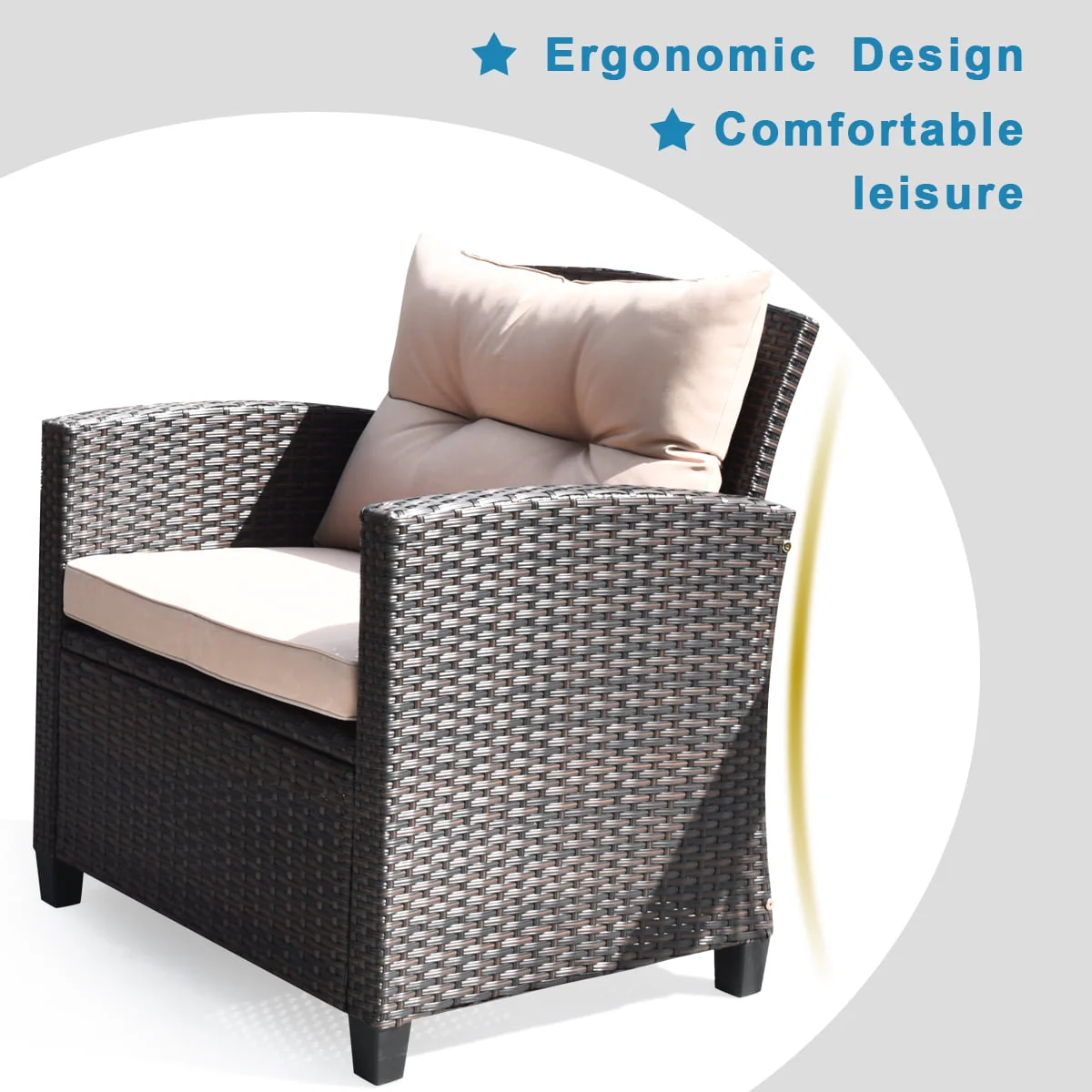 Costway 4PCS Outdoor Rattan Furniture Set Cushioned Sofa Armrest Table Four-Person Table