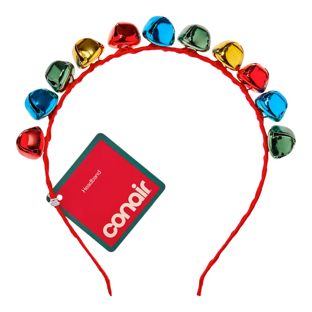Conair Accessories  Red Fabric-Wrapped Headband with Multi-Color Bells