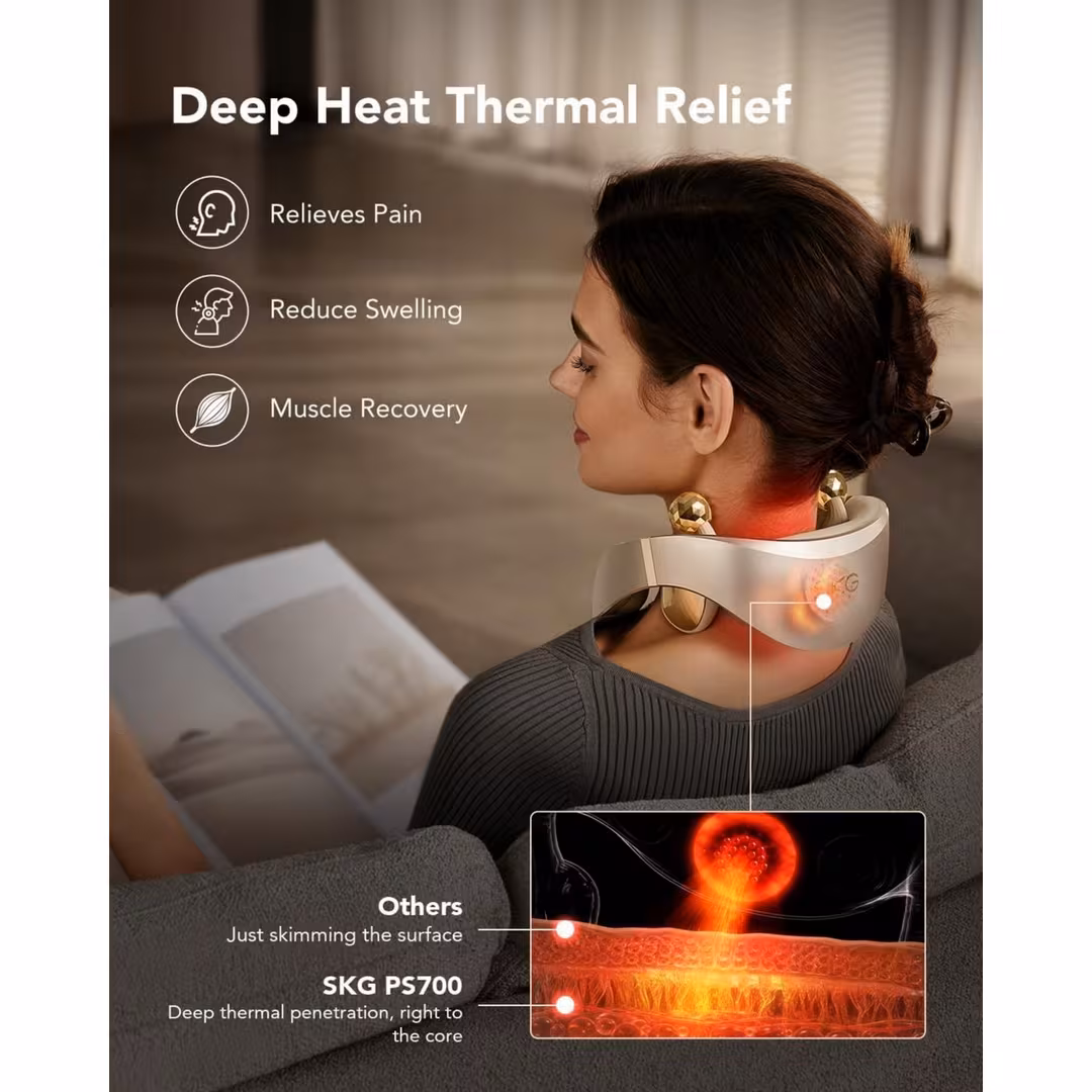 SKG  PS700 Cordless Neck and Shoulder Massager with Heat and Music